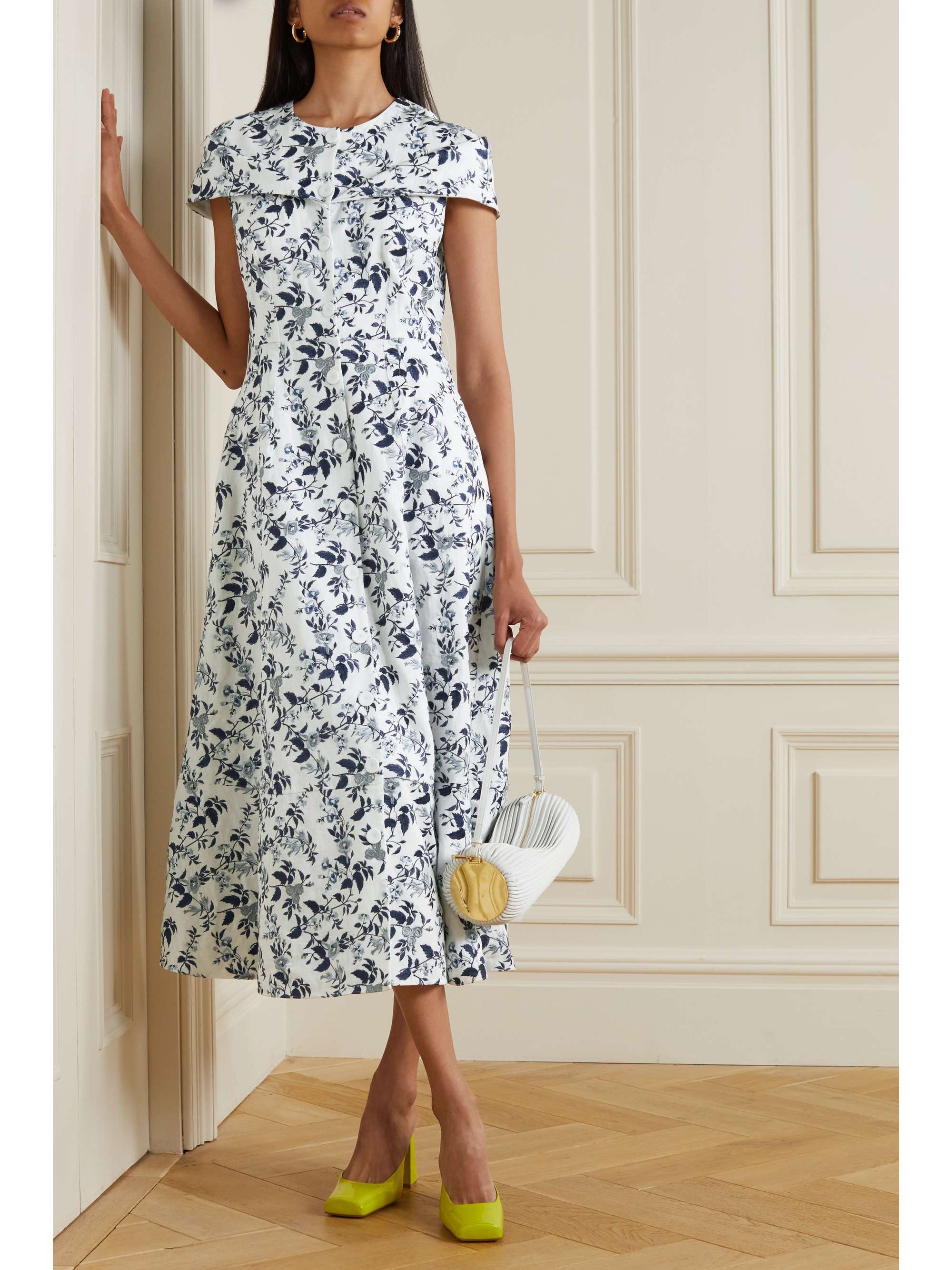 ERDEM Clarisia embroidered linen-voile midi dress