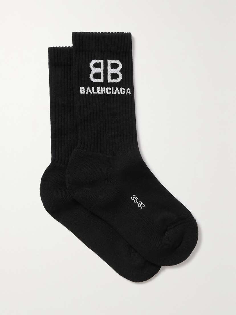 Balenciaga Tennis Intarsia Ribbed Cotton-blend ocks