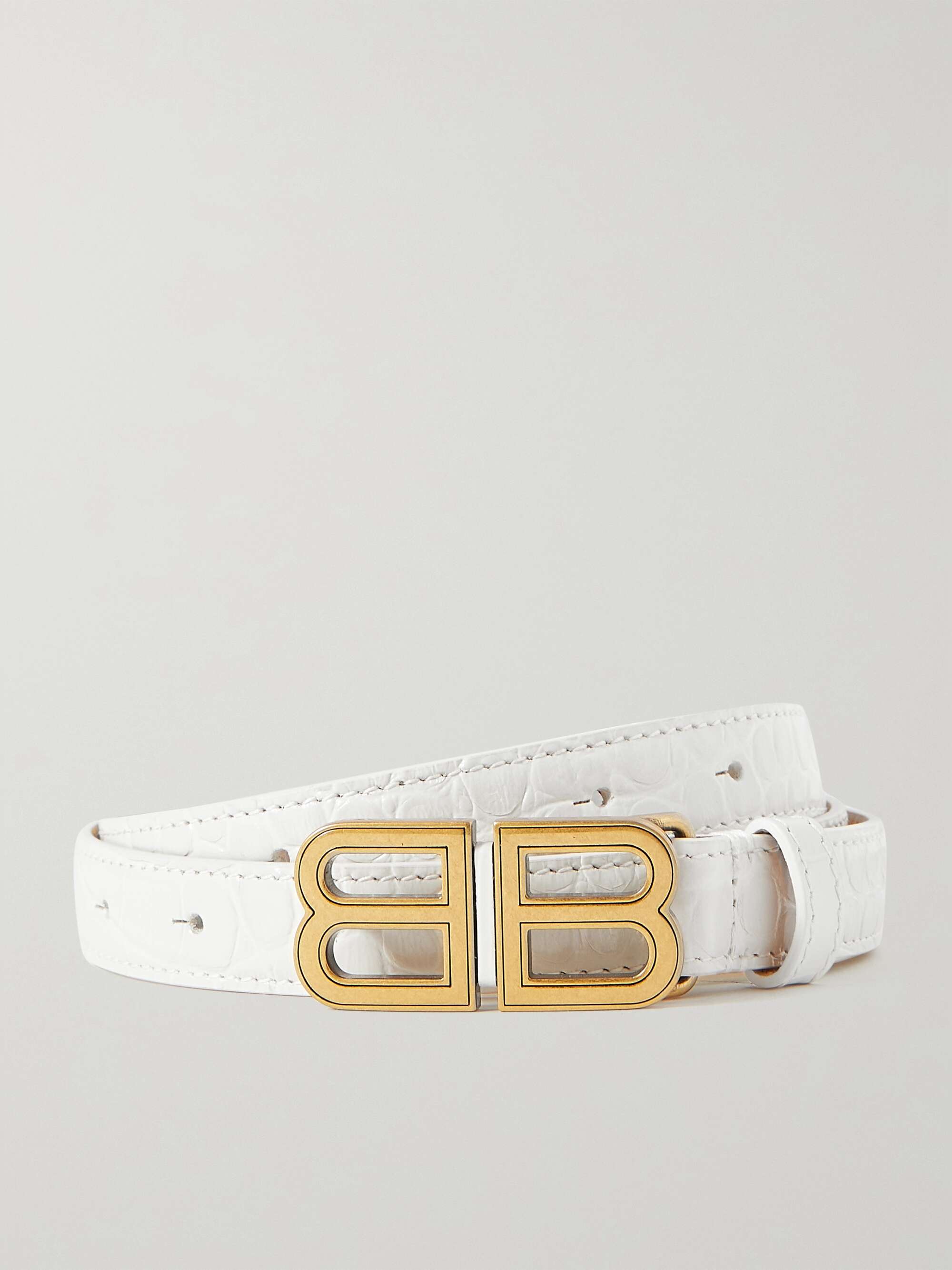 BURBERRY - Branded-buckle croc-embossed leather belt