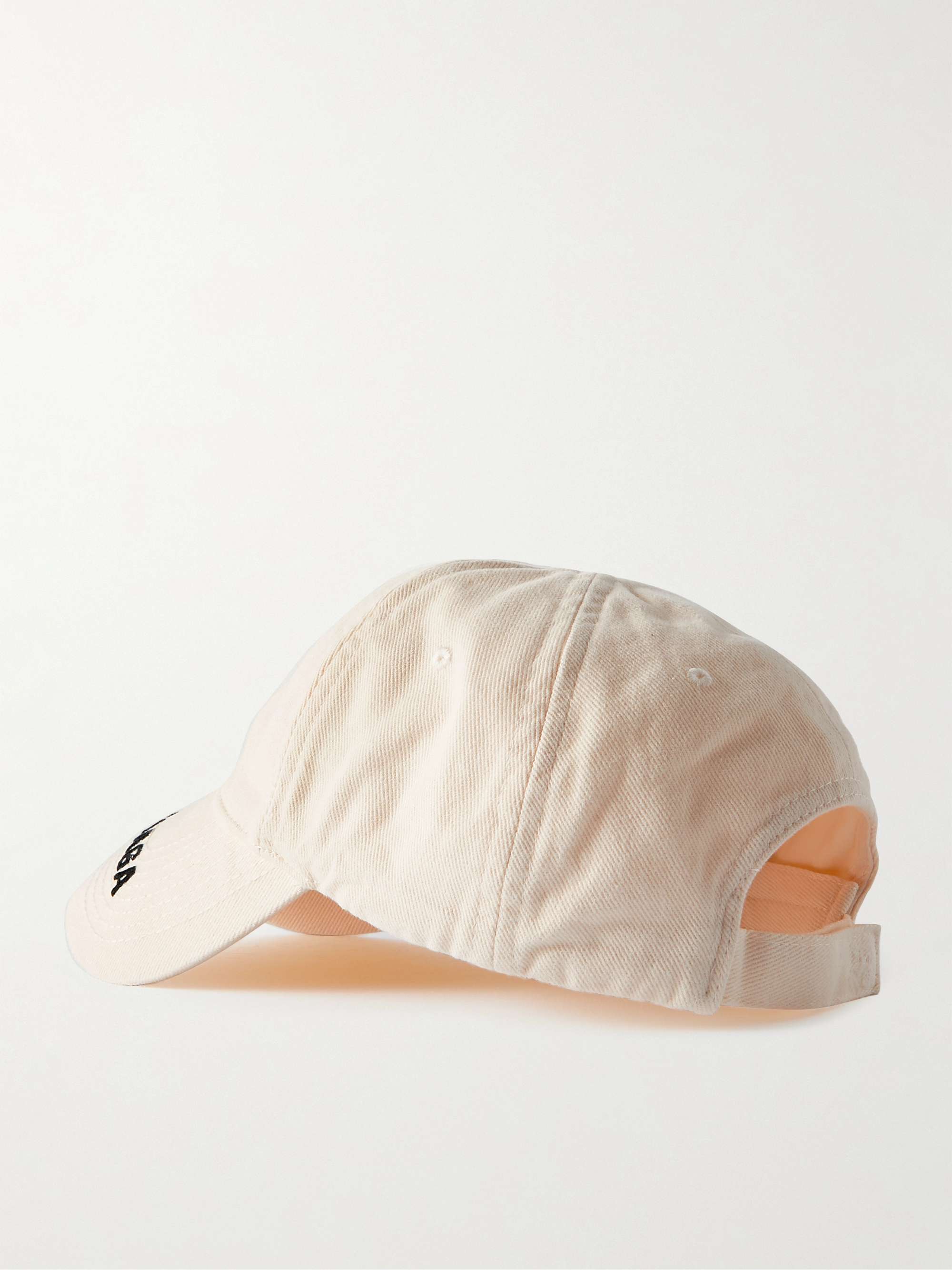 BALENCIAGA Logo-embroidered distressed cotton-twill baseball cap