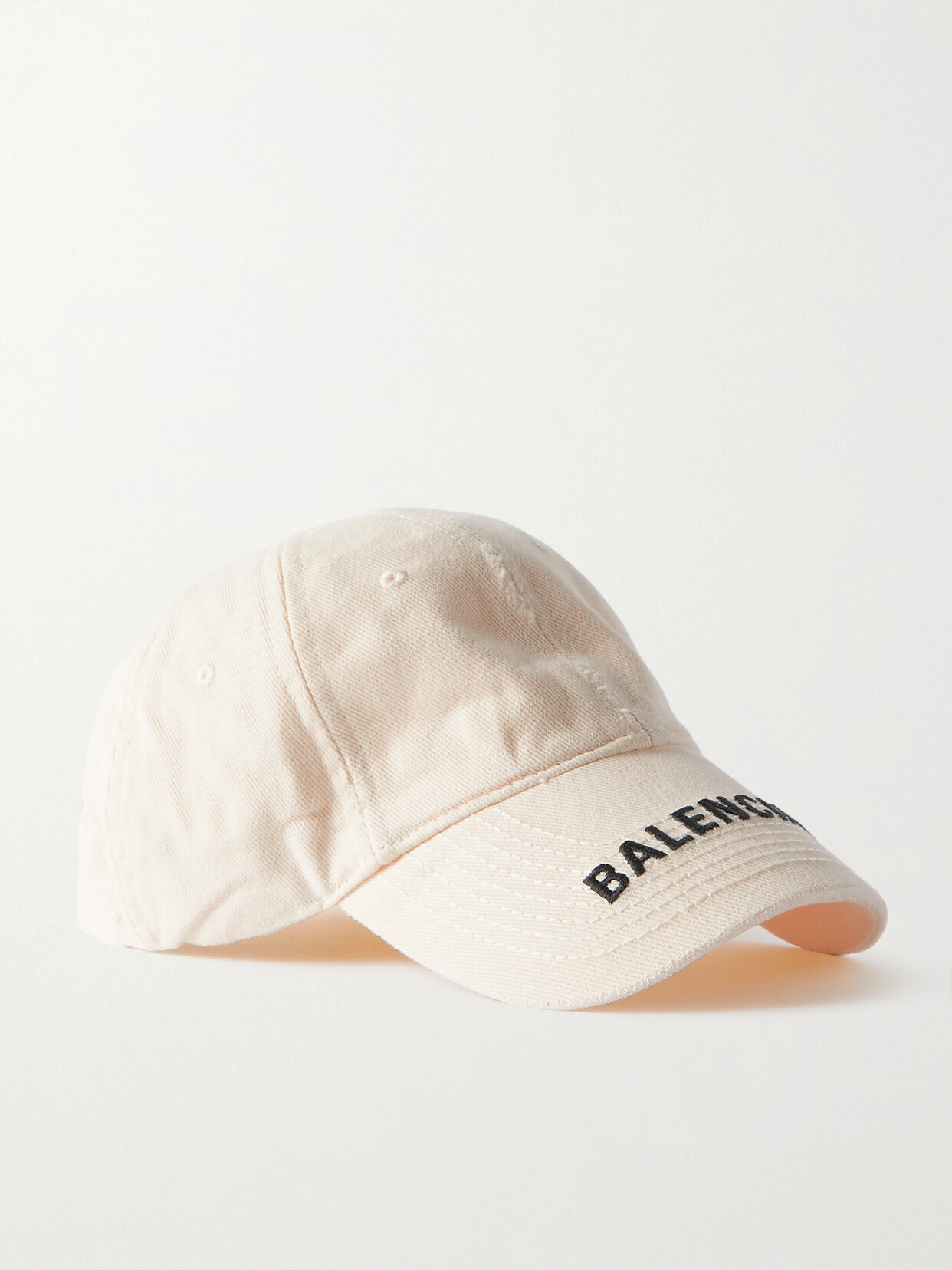 Balenciaga - Embroidered Distressed Cotton-twill Baseball Cap - White