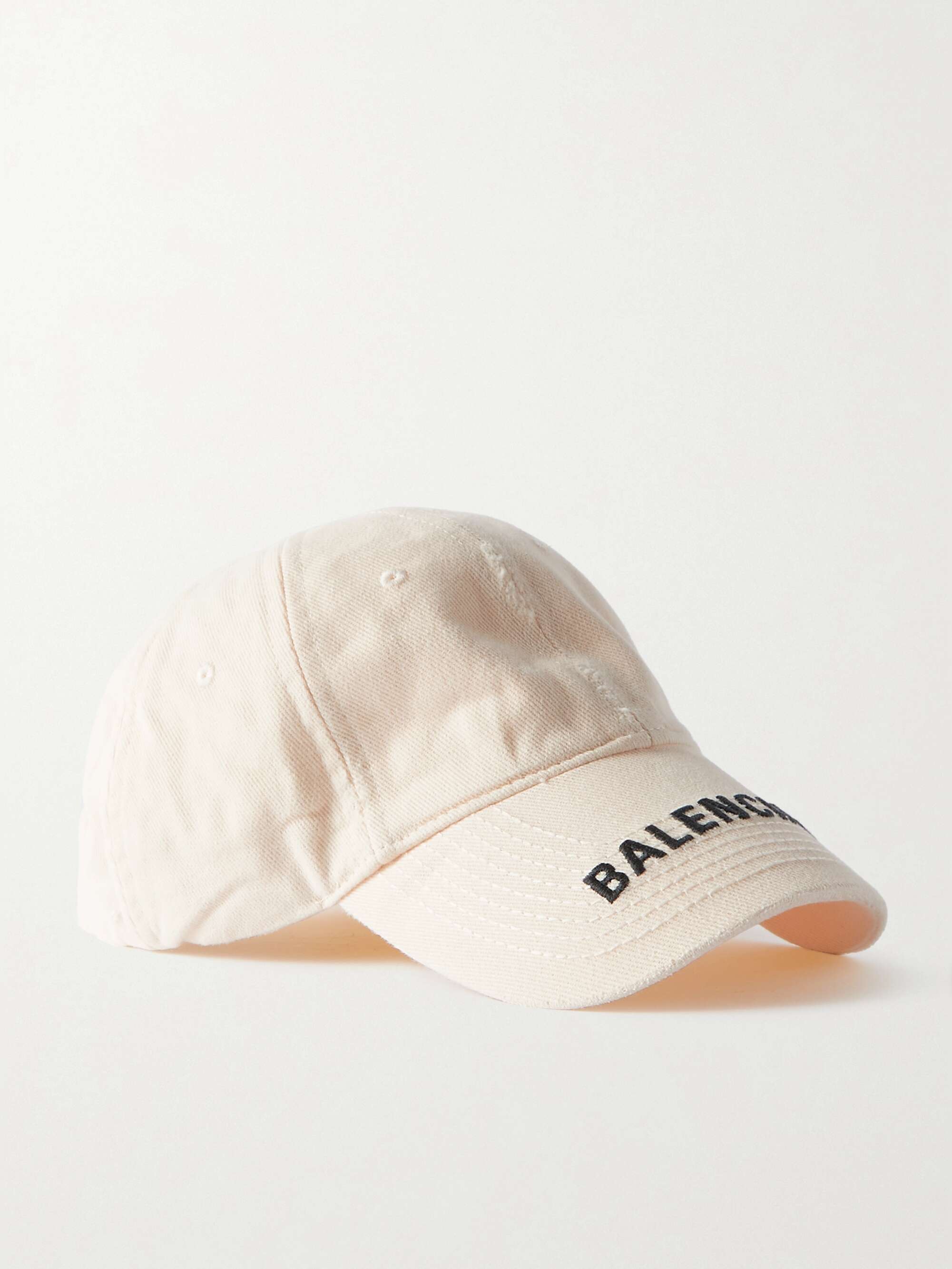 BALENCIAGA Embroidered distressed cotton-twill baseball cap | NET