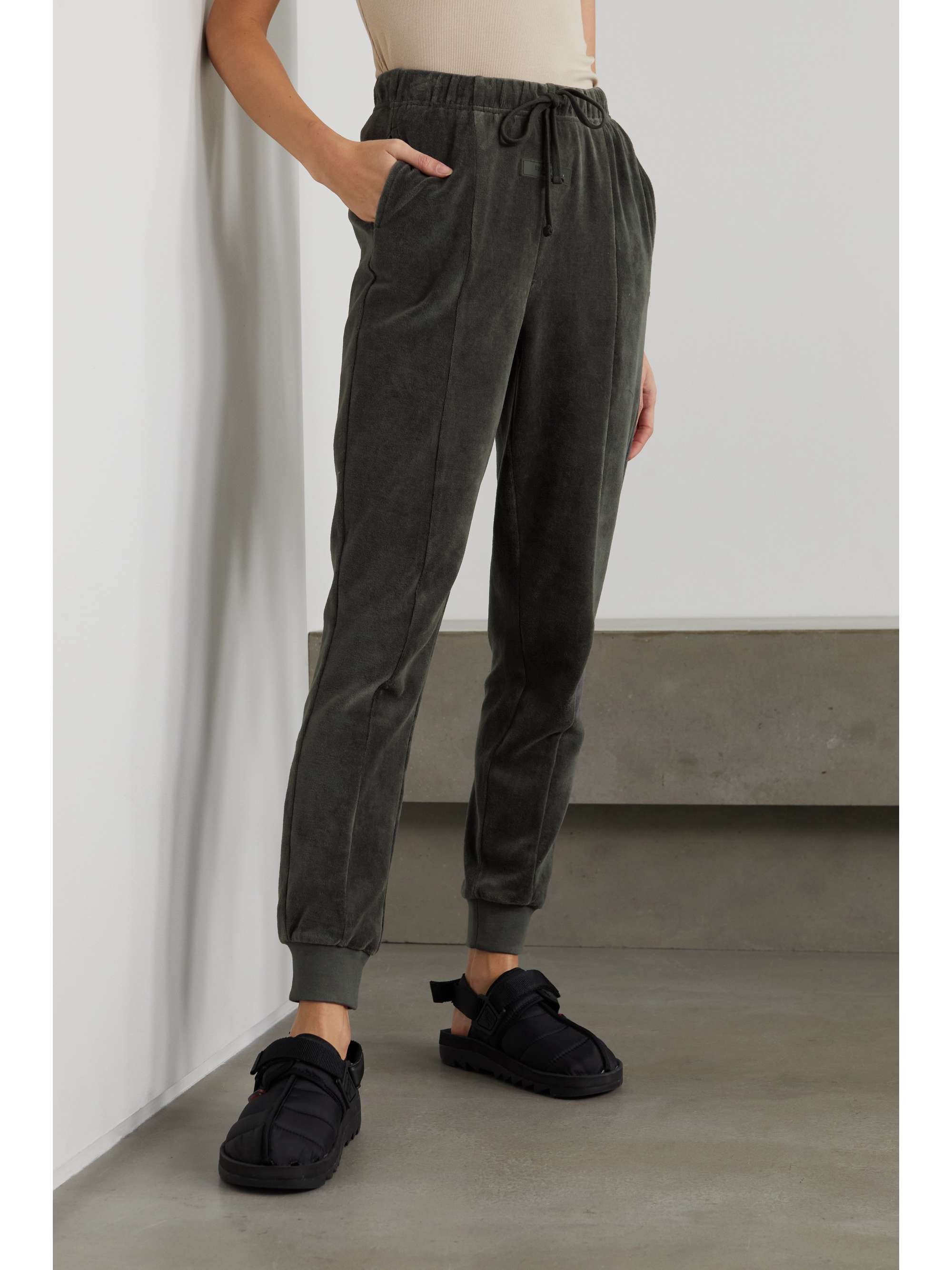cotton-blend velour track pants 