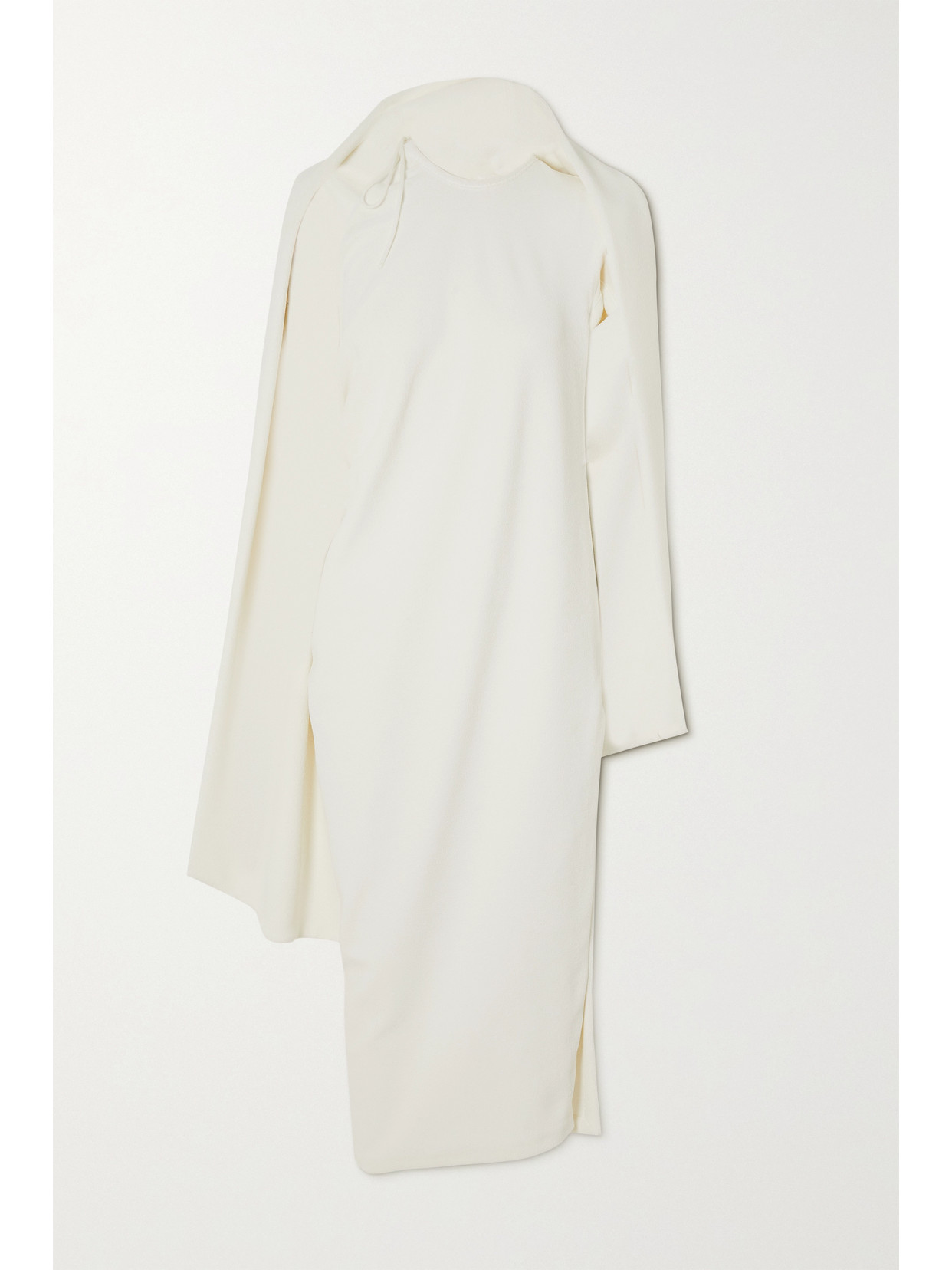 Hooded Asymmetric Draped Terry Midi Dress