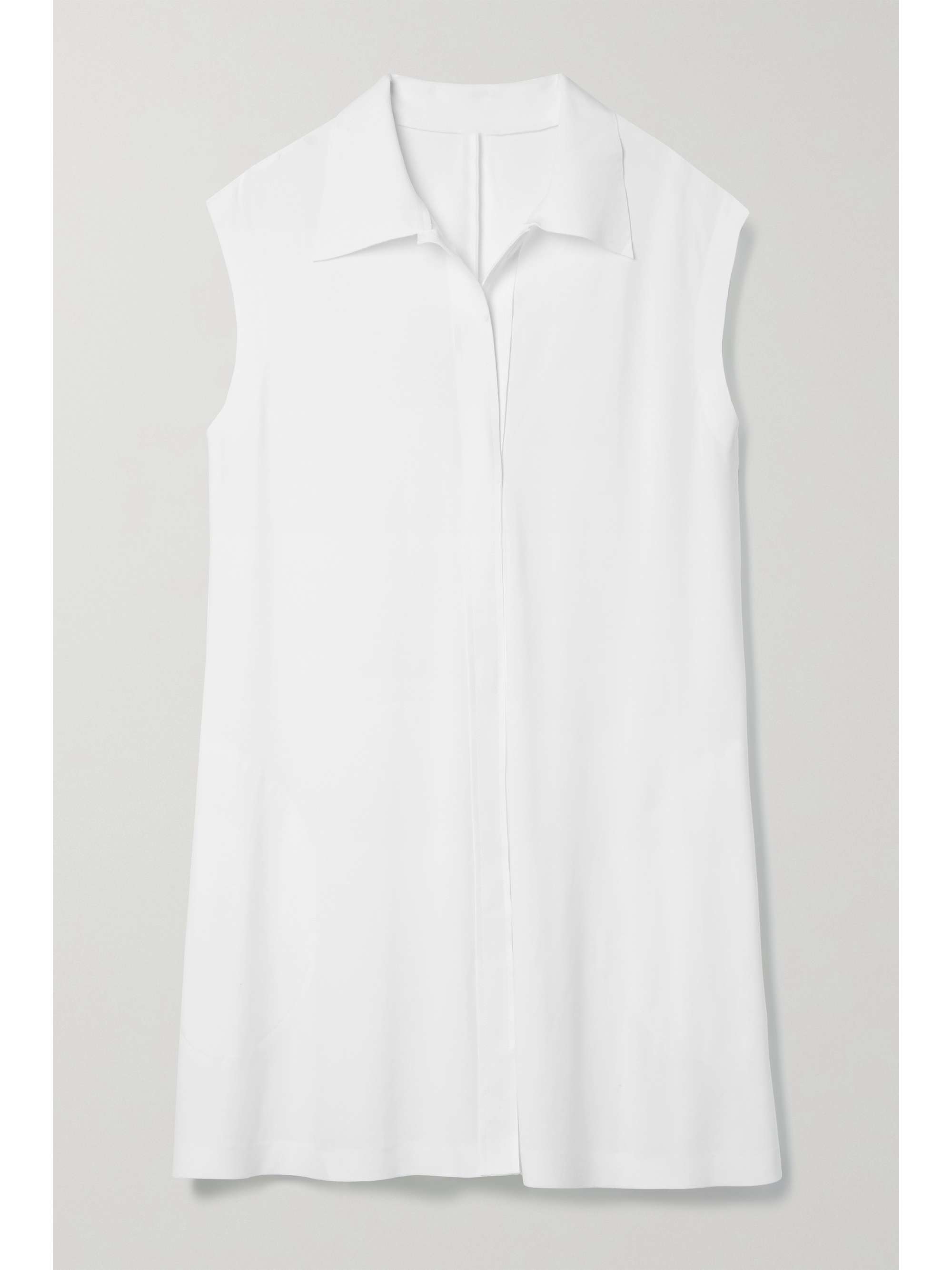 White Stretch-jersey mini shirt dress 