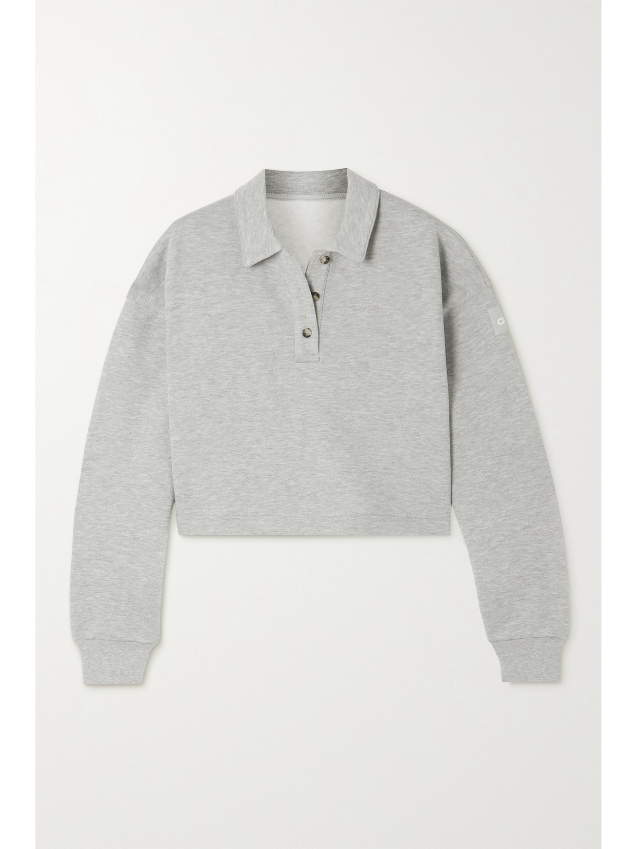 Alo Yoga Cropped Cotton-blend Jersey Sweatshirt In Gray