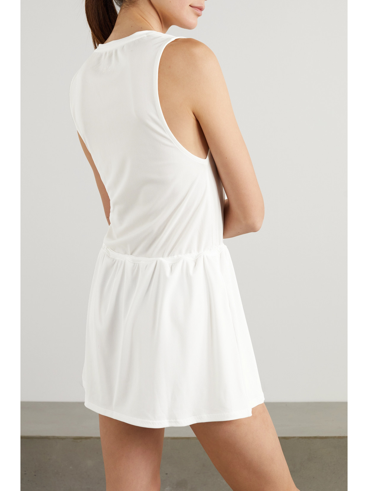 Varley Lagoda Mesh And Ribbedknit Tennis Dress In White ModeSens