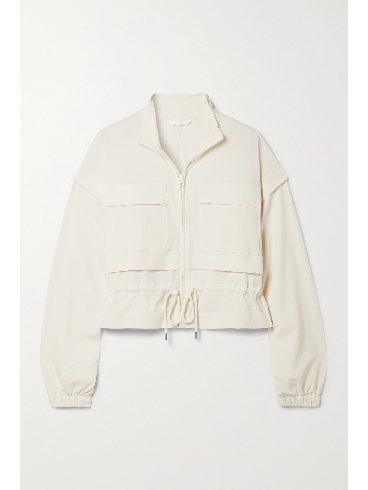 Alo Yoga Ready Set Layered Stretch-seersucker Jacket In Ivory