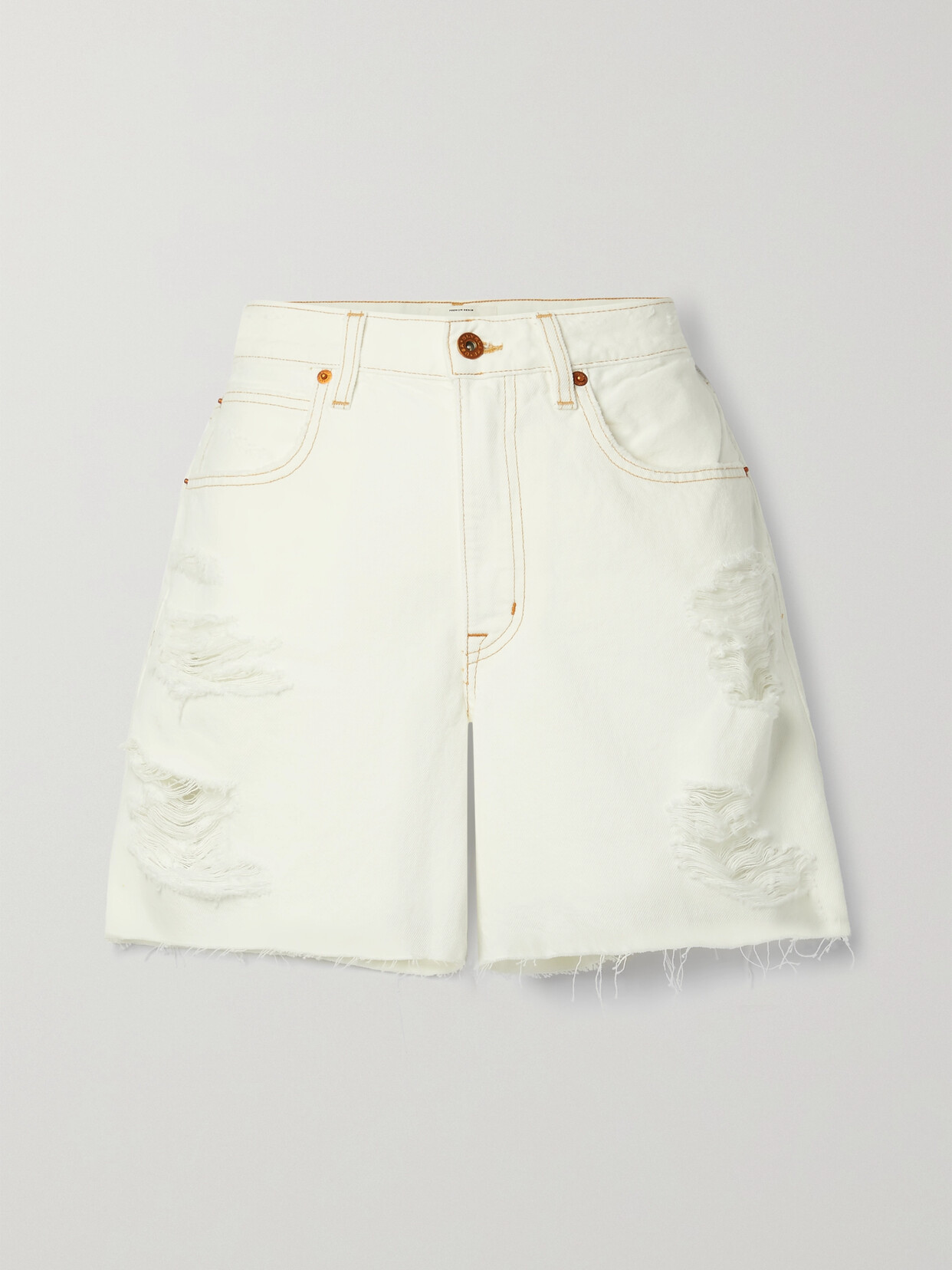 SLVRLAKE + NET SUSTAIN DAKOTA DISTRESSED ORGANIC DENIM SHORTS