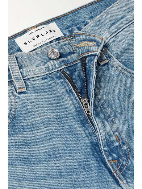 Mid denim Virginia distressed high-rise slim-leg organic jeans | SLVRLAKE | NET-A-PORTER
