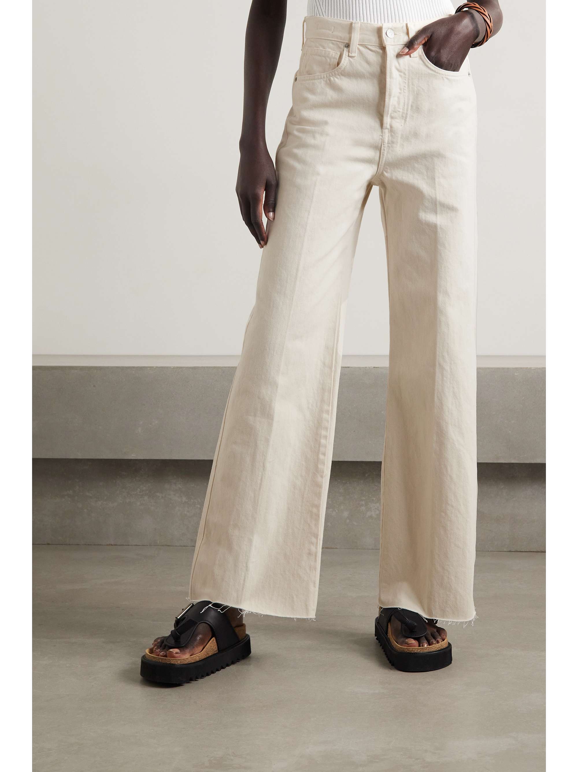 VERONICA BEARD Taylor frayed high-rise wide-leg jeans