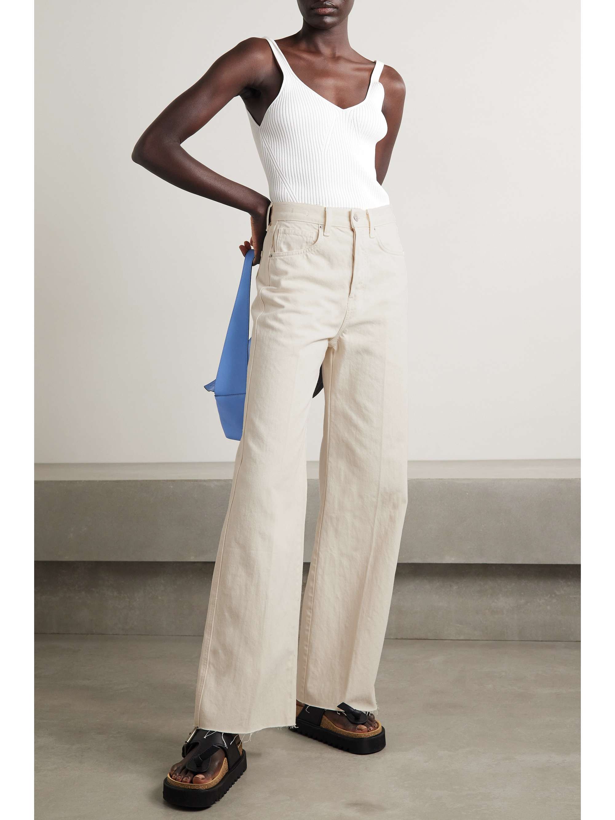 VERONICA BEARD Taylor frayed high-rise wide-leg jeans