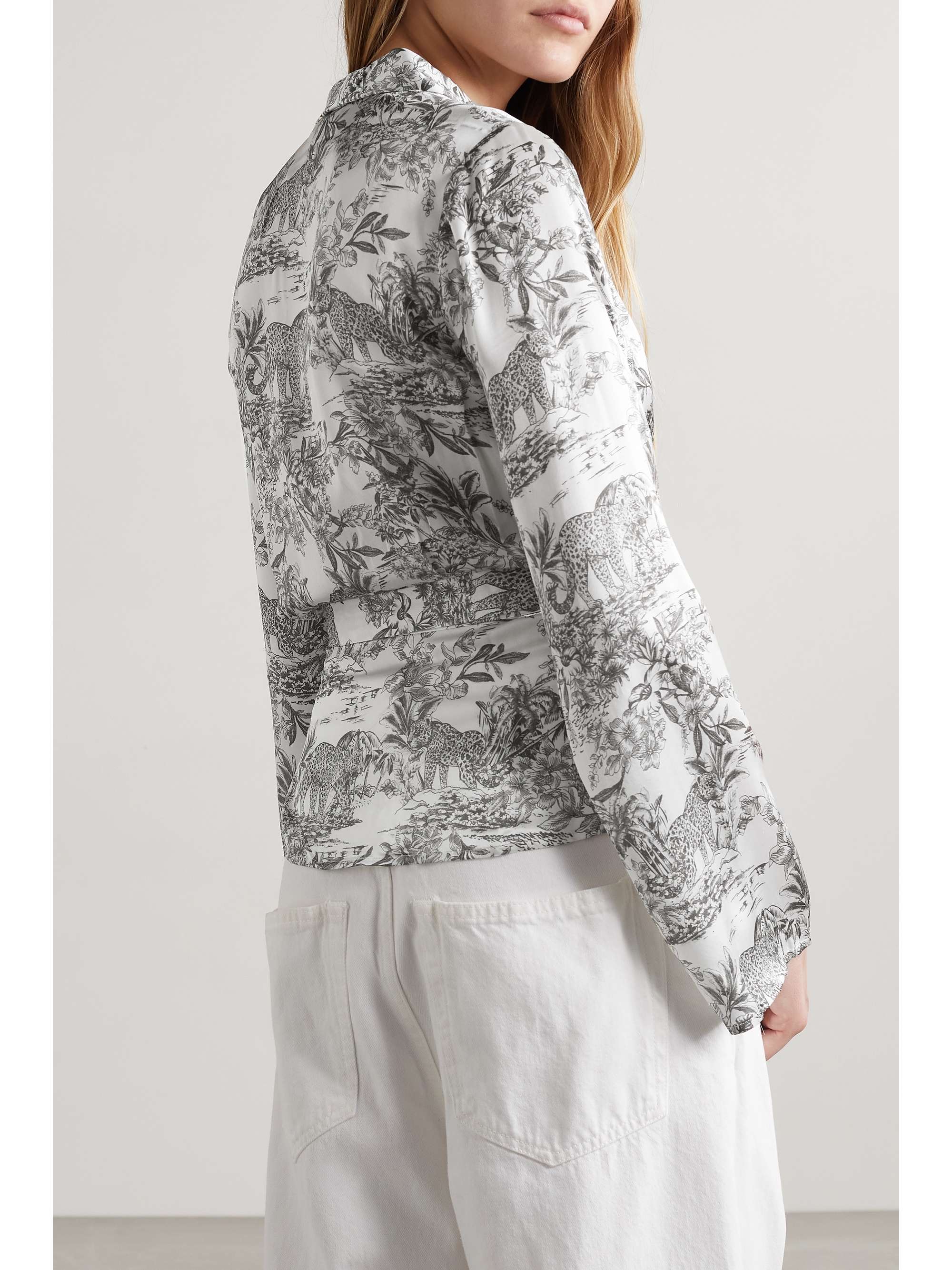 Ivory Olive printed silk-satin wrap 