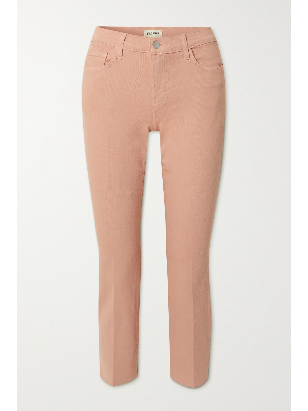 Shop L Agence Sada Frayed Cropped High-rise Slim-leg Jeans In Pink