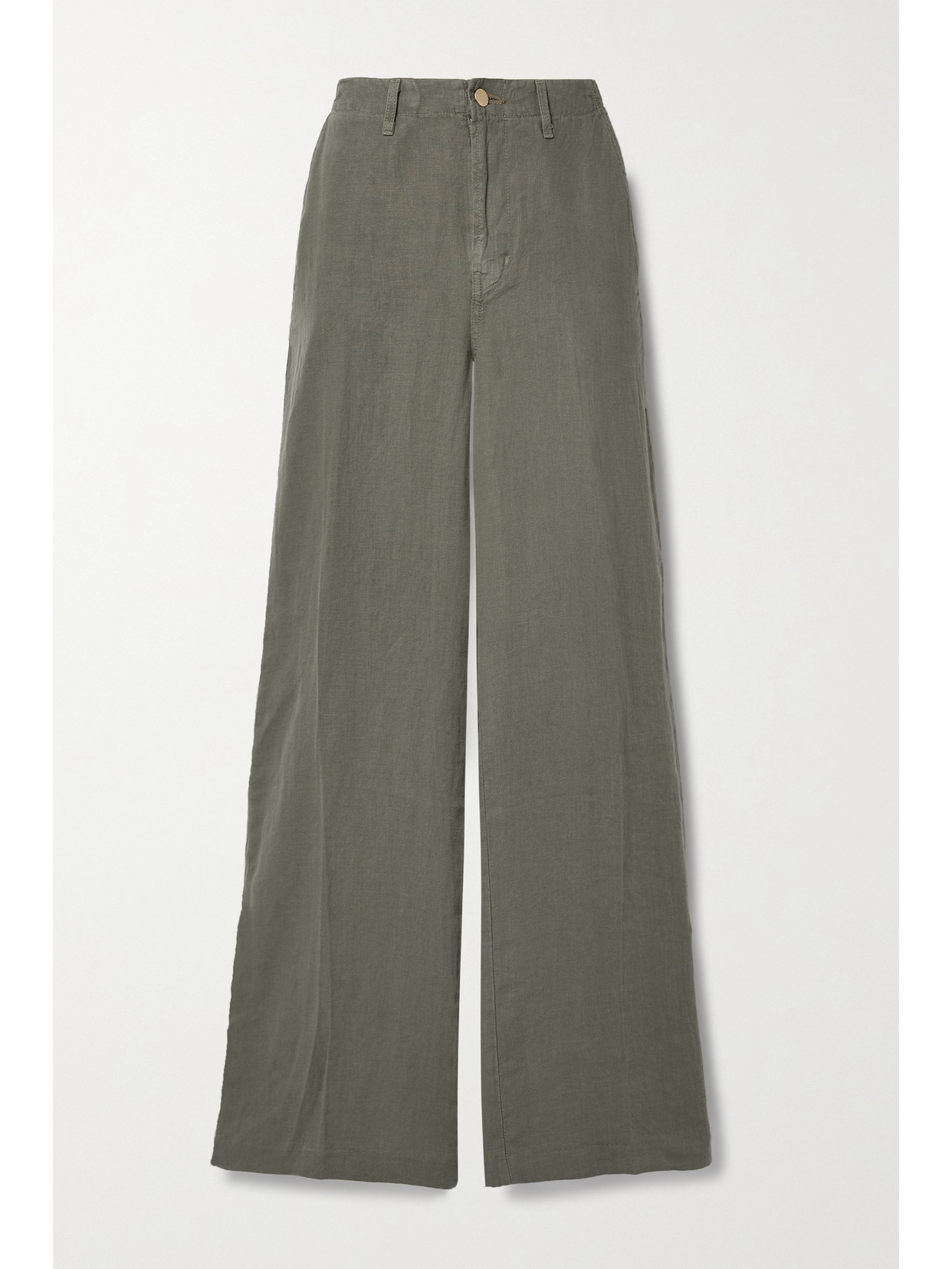 L Agence Campbell High Waist Wide Leg Cotton Blend Pants In Green