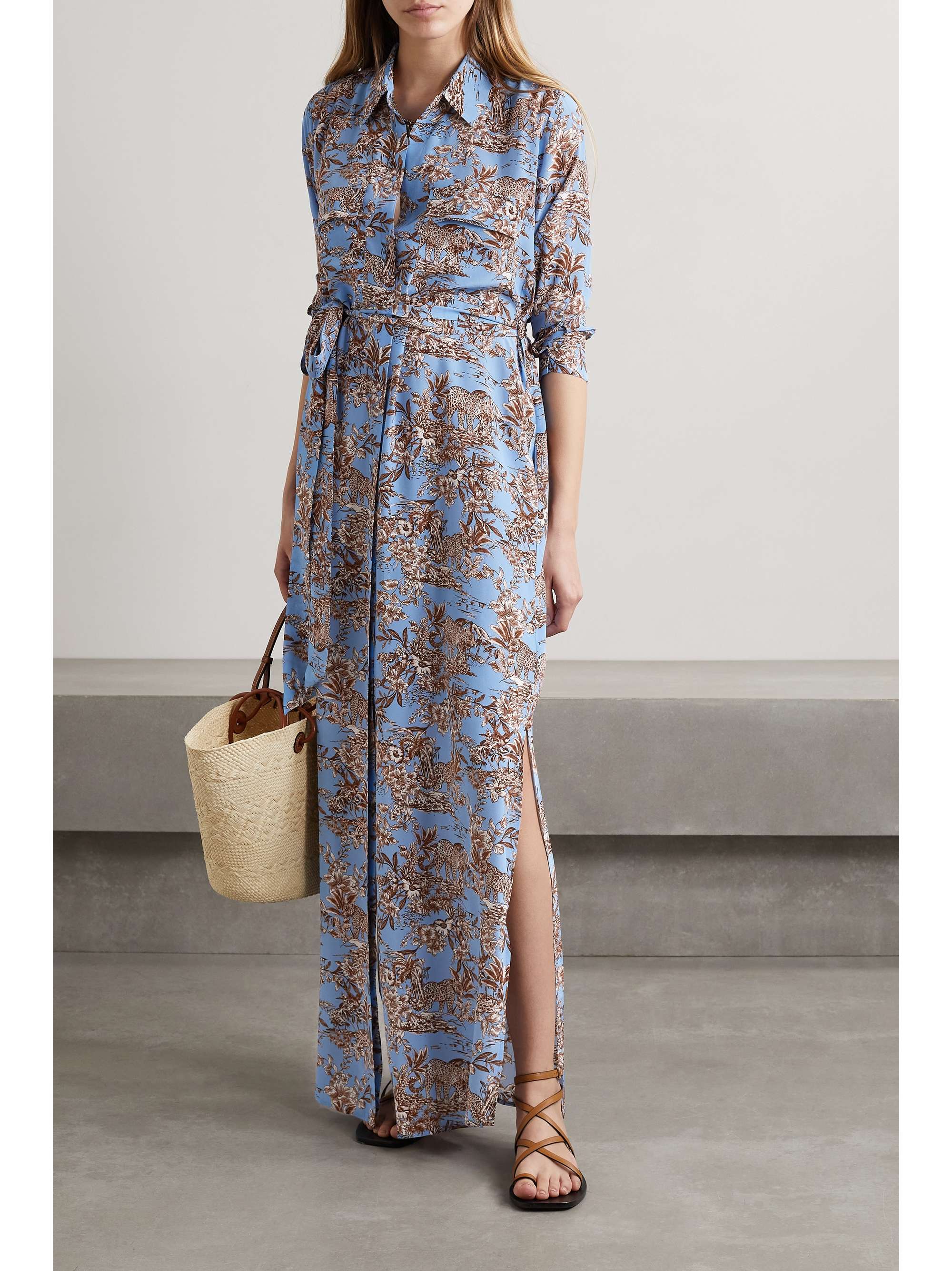 de chine maxi shirt dress | L'AGENCE 