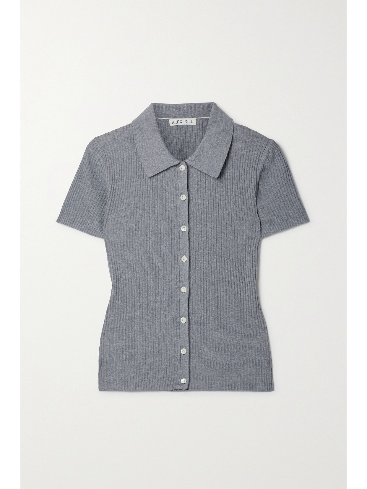 ALEX MILL SUZANNE RIBBED-KNIT POLO SHIRT