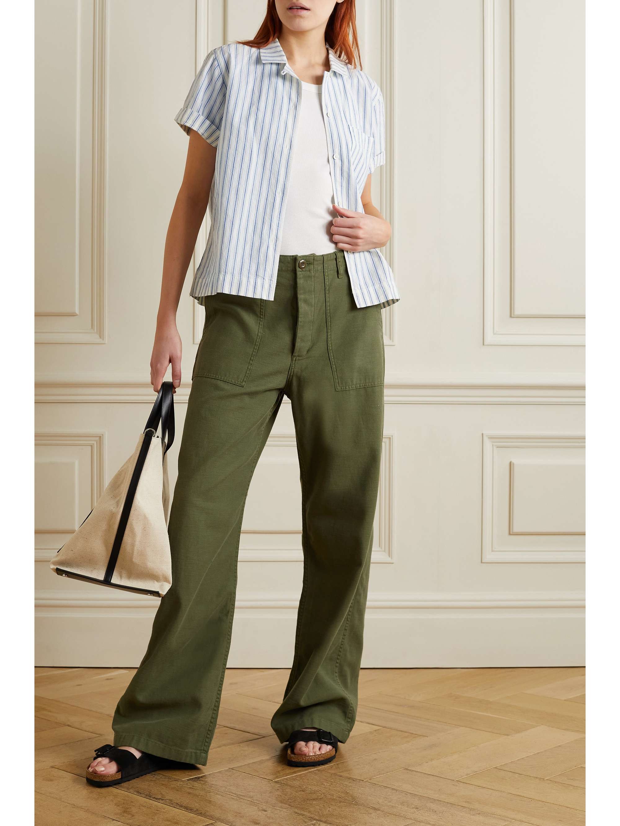 Blue Camp striped cotton and linen 