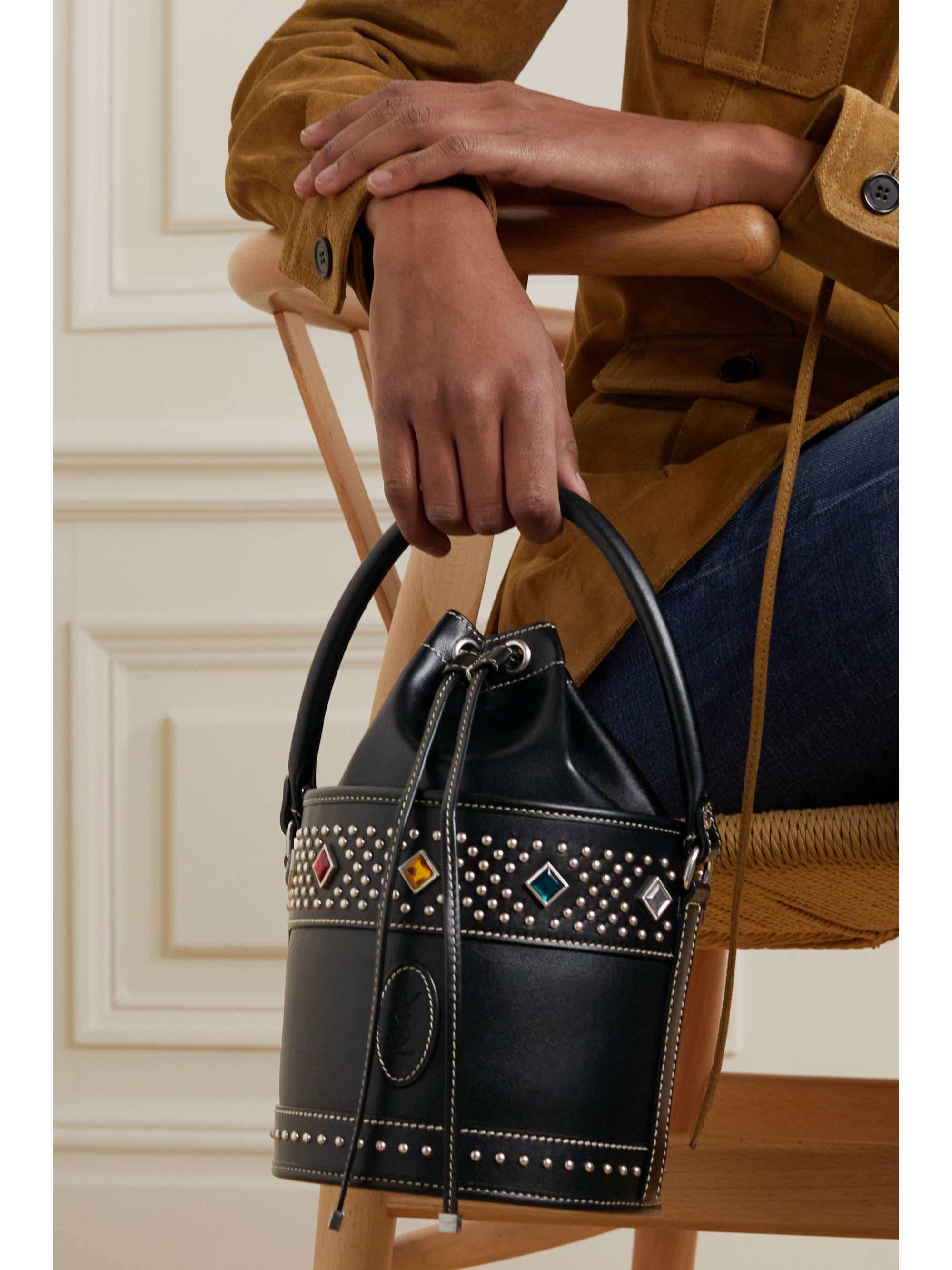 SAINT LAURENT Bahia studded leather bucket bag