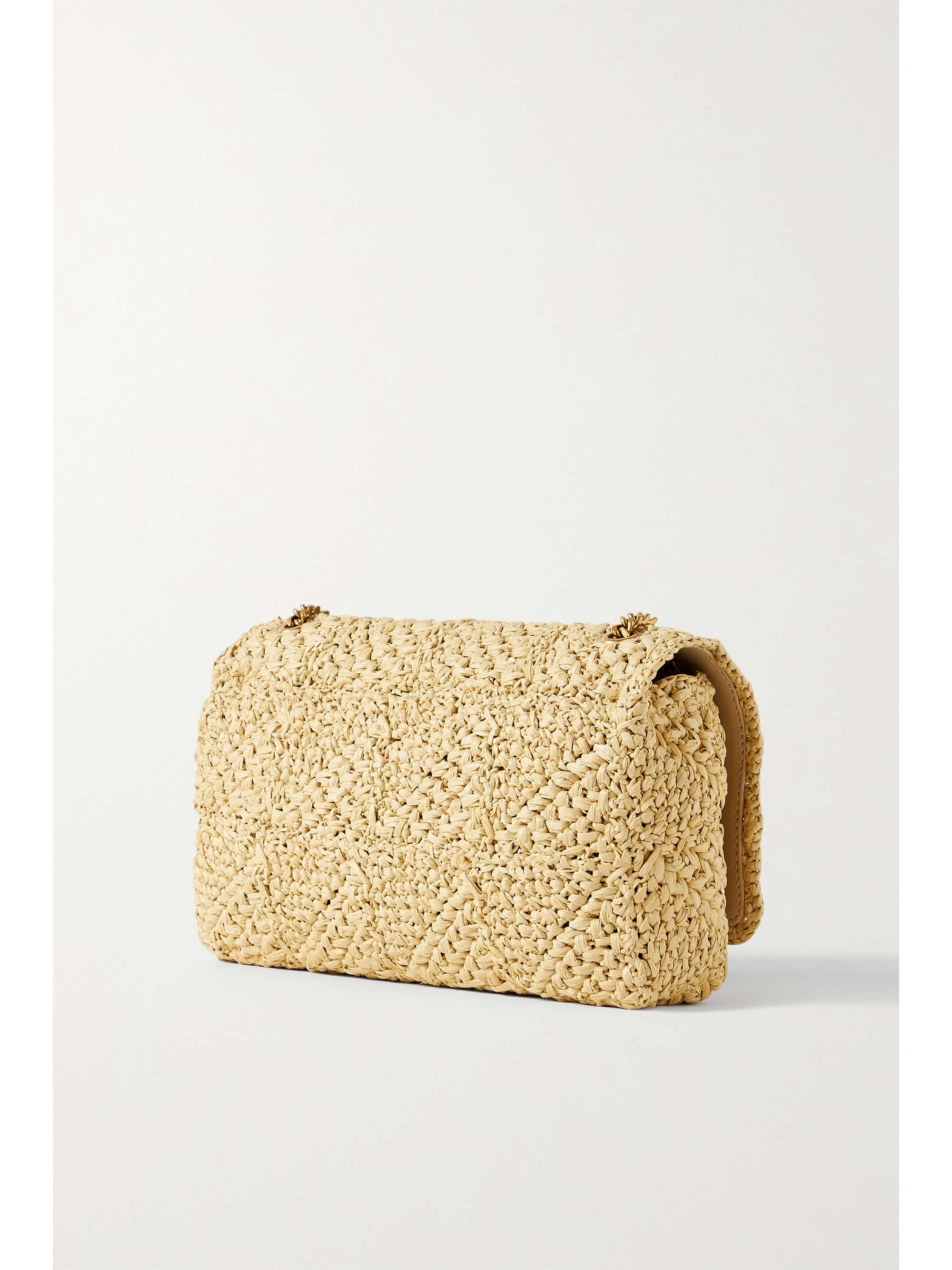 SAINT LAURENT Jamie leather-trimmed raffia shoulder bag