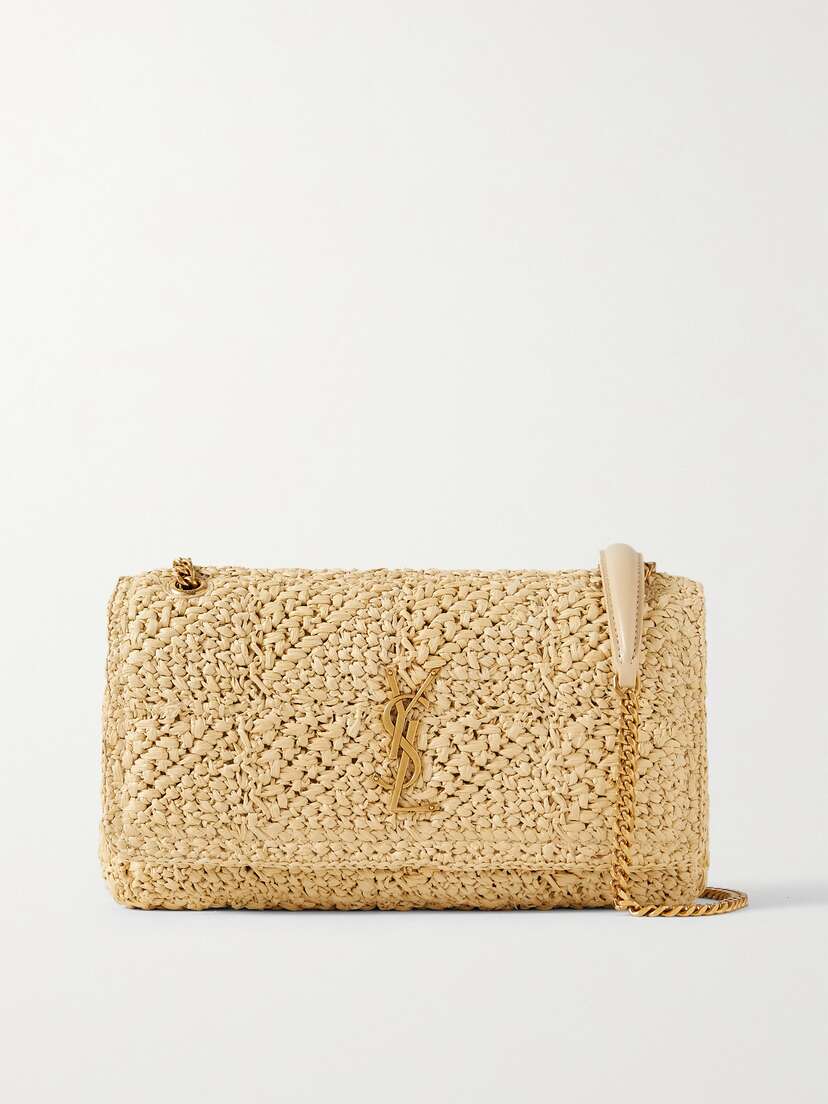 Saint Laurent Jamie Leather-trimmed Raffia Shoulder Bag