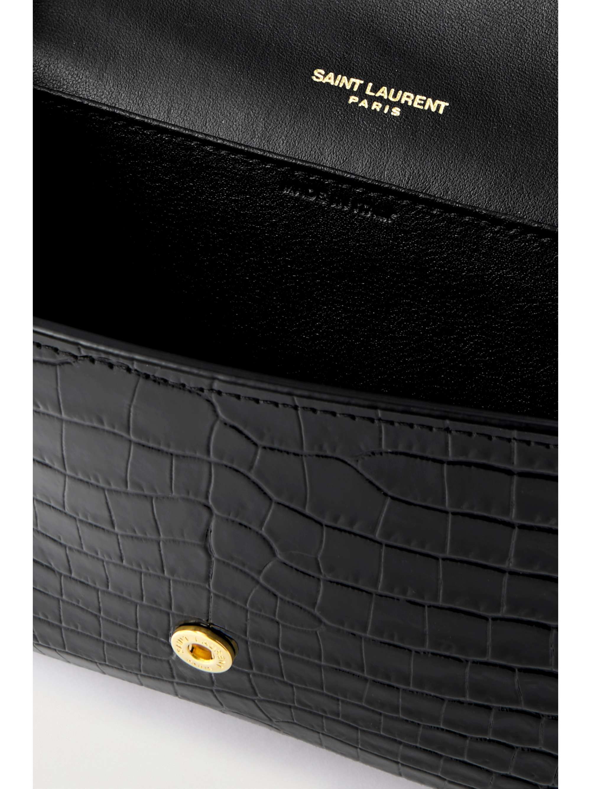 SAINT LAURENT Uptown croceffect patentleather shoulder bag and