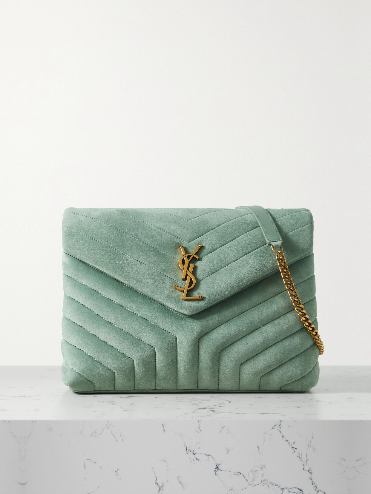 Saint Laurent Loulou Medium Quilted Suede Shoulder Bag In Blue ModeSens