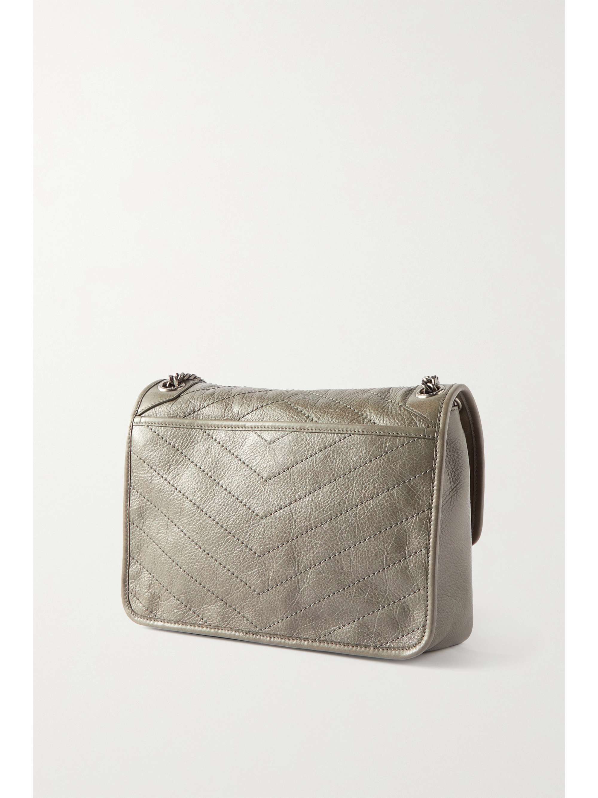 SAINT LAURENT Niki medium quilted crinkledleather shoulder bag NETA