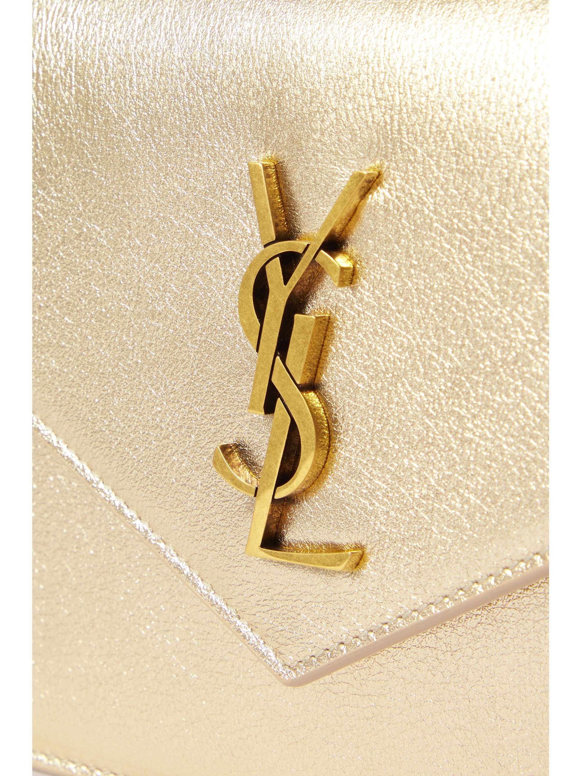 SAINT LAURENT Monogramme Envelope metallic leather shoulder bag