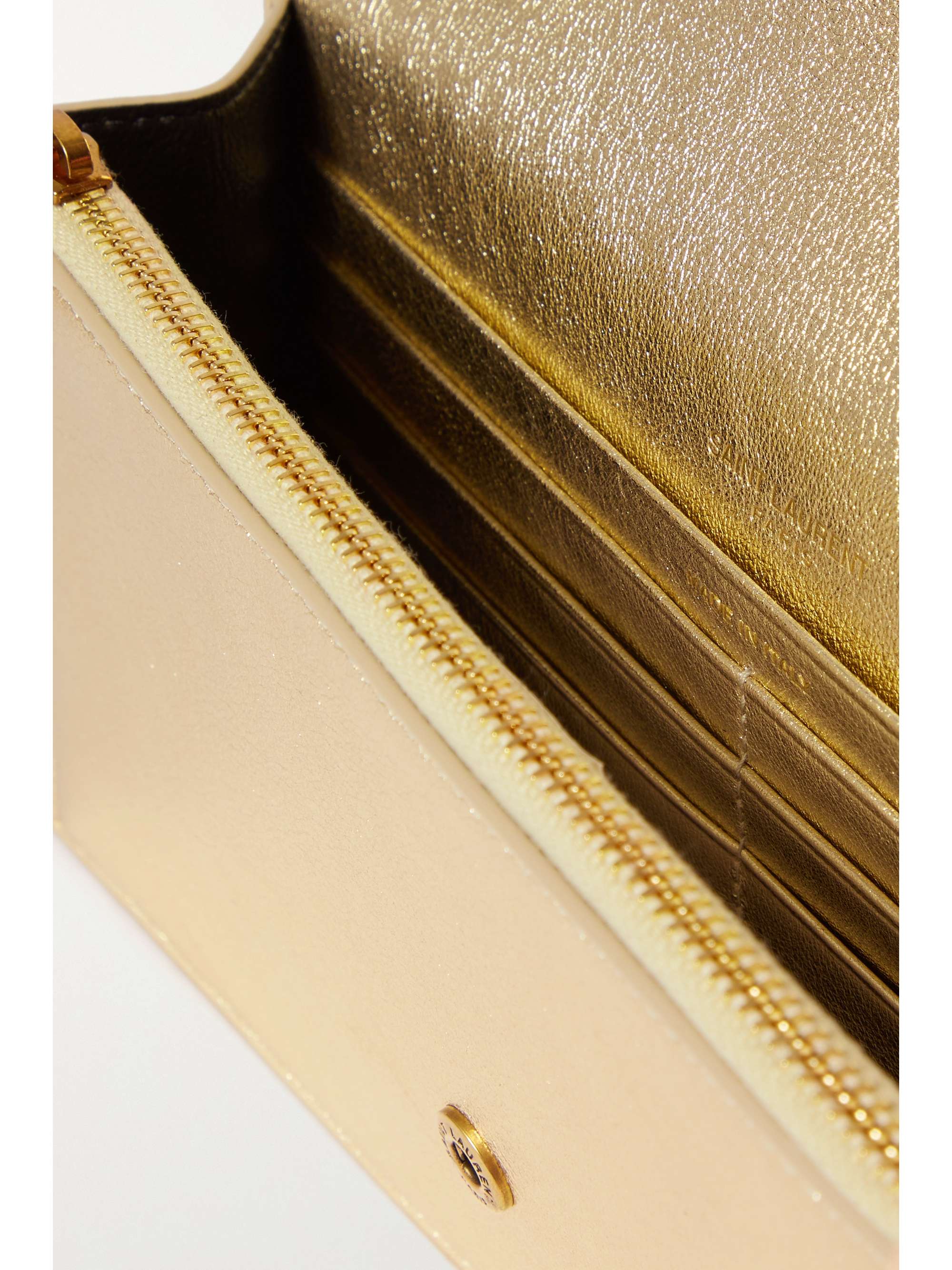 SAINT LAURENT Monogramme Envelope metallic leather shoulder bag
