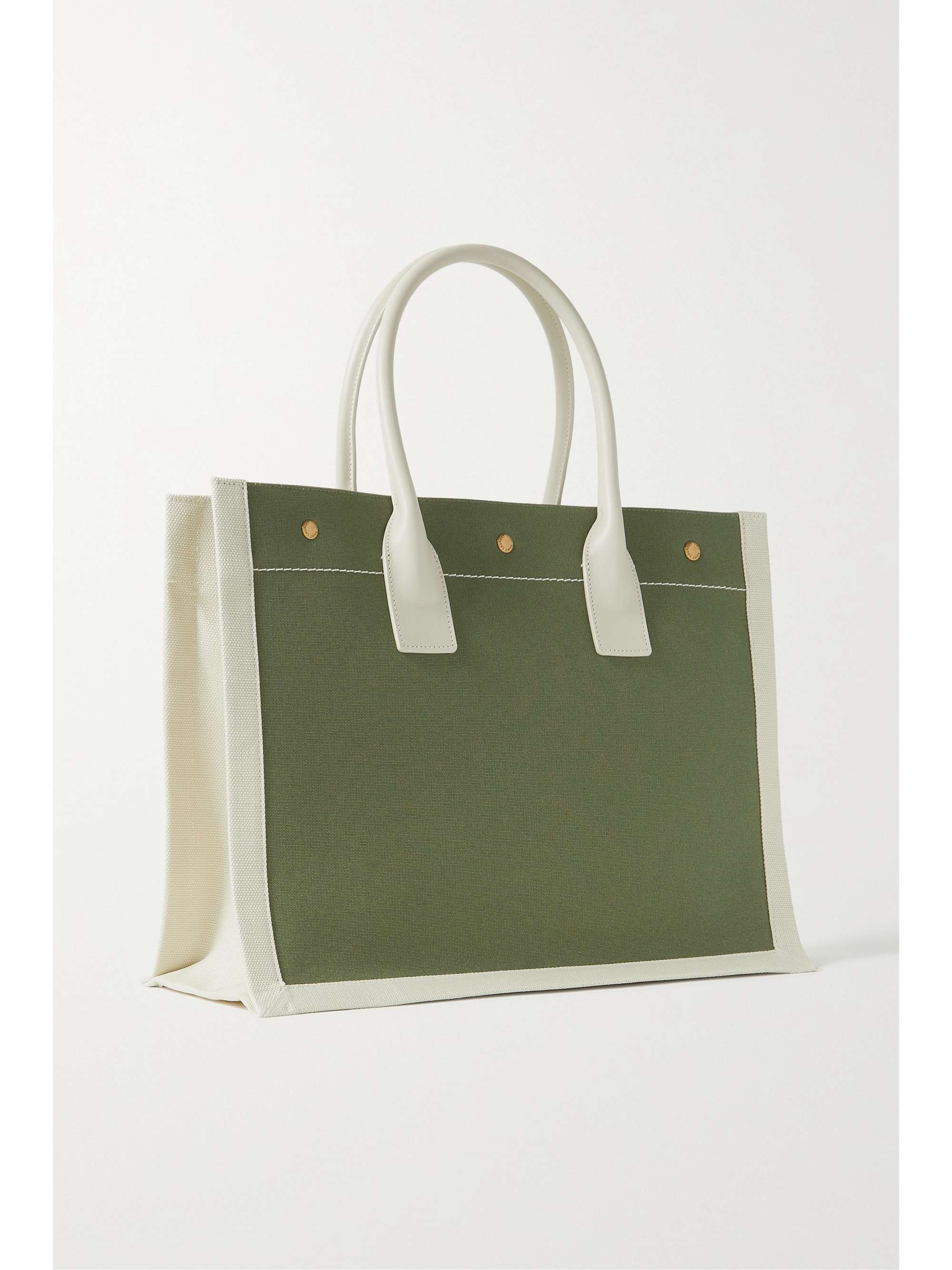 SAINT LAURENT Rive Gauche leather-trimmed printed canvas tote