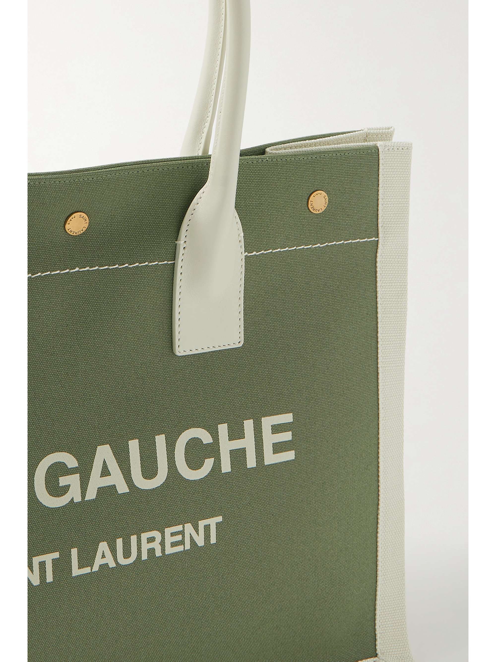 SAINT LAURENT Rive Gauche leather-trimmed printed canvas tote