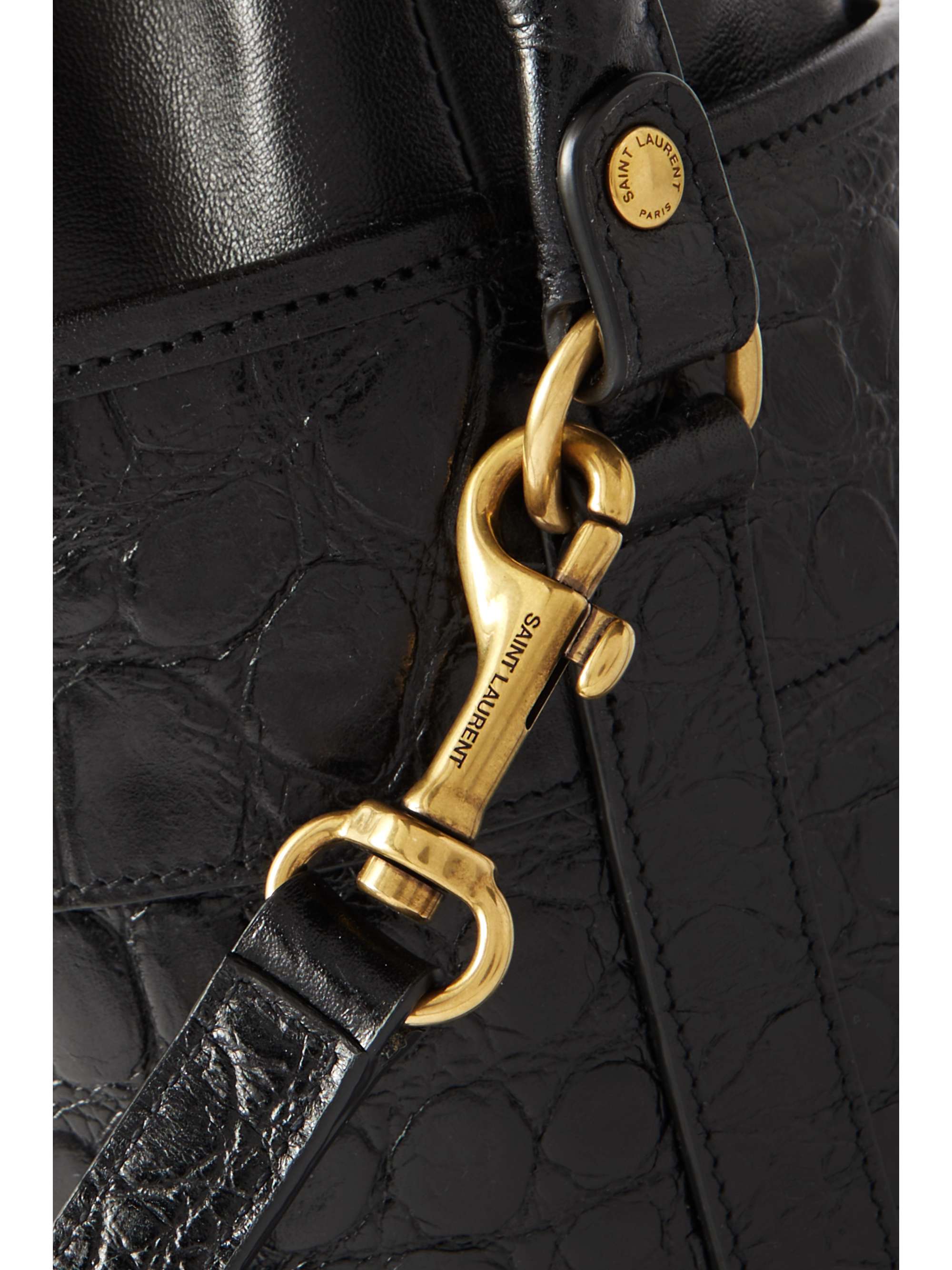 SAINT LAURENT Bahia croc-effect leather bucket bag