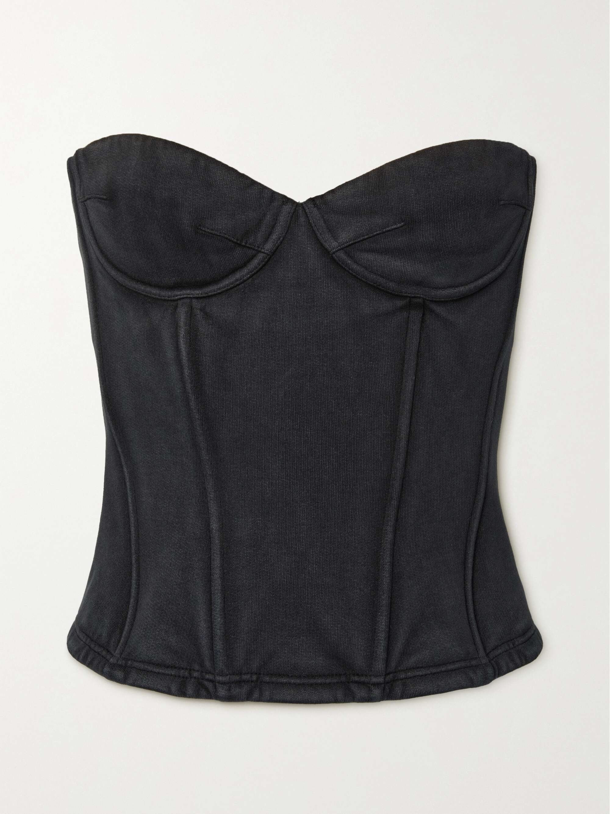 Black Cotton-fleece bustier top | BALENCIAGA | NET-A-PORTER