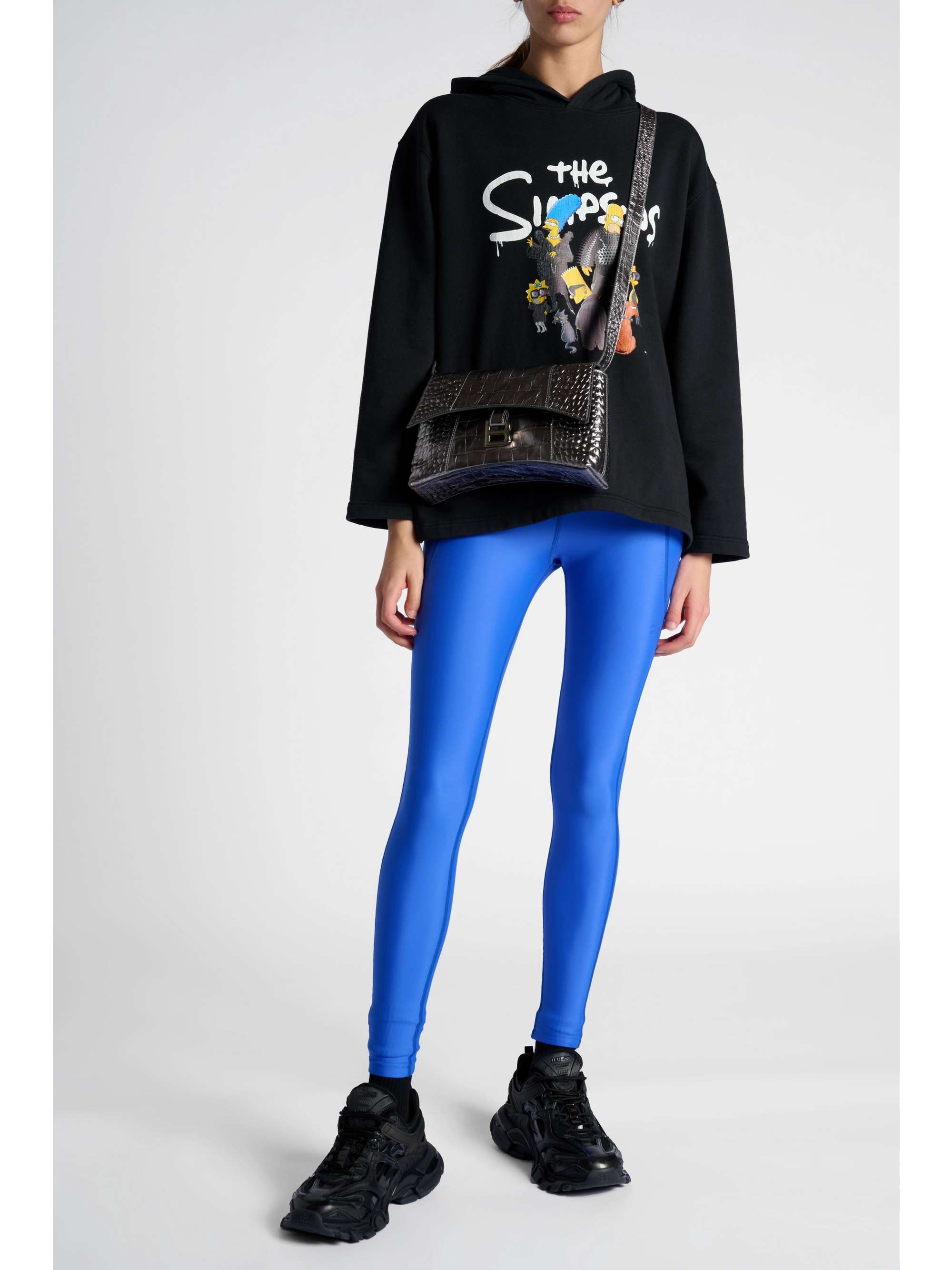 Blue Paneled stretch leggings 