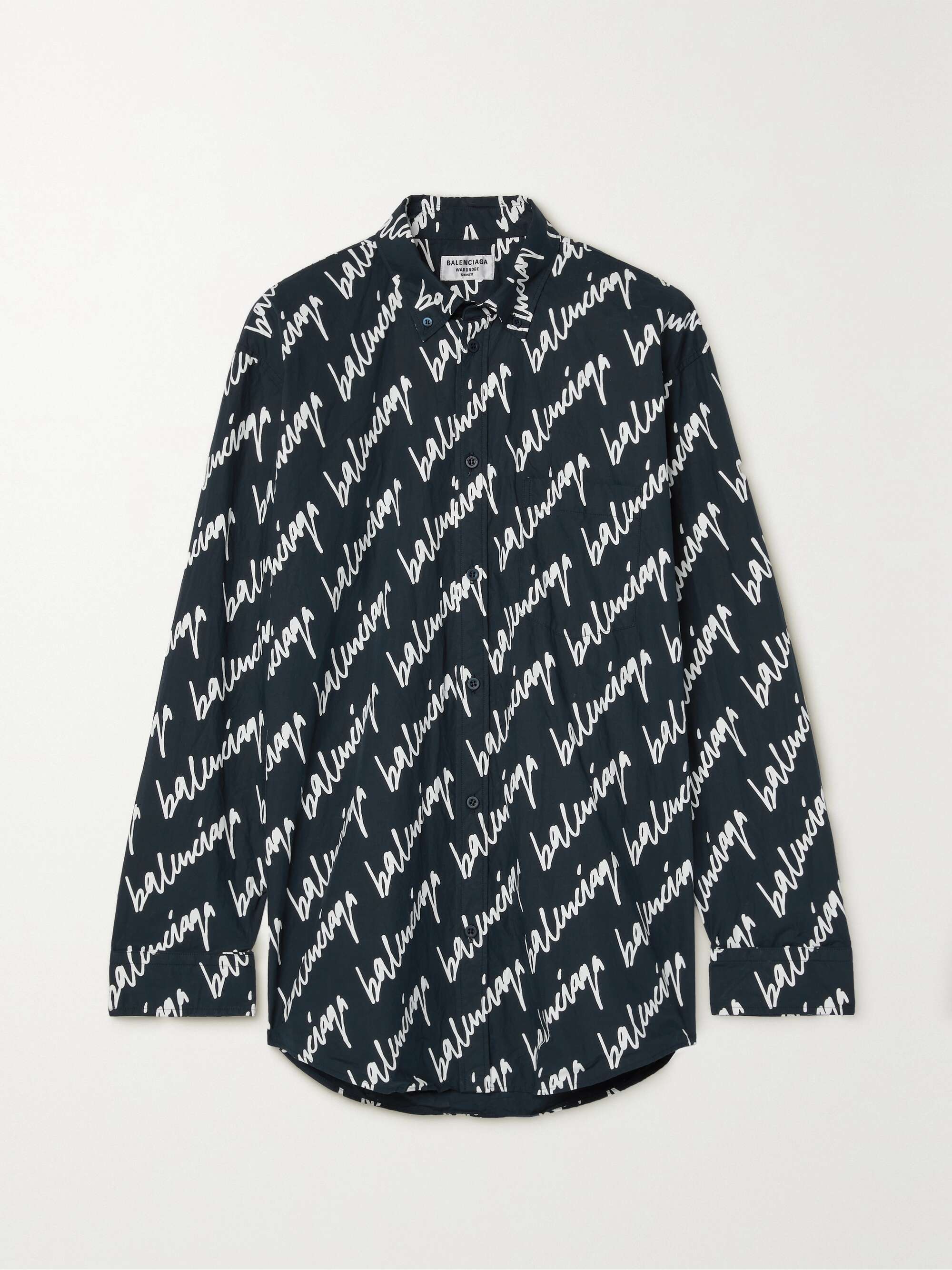 Navy Oversized printed cotton-poplin 