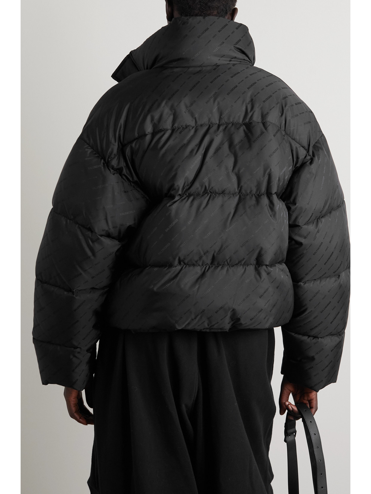 Cropped Quilted Padded Shell-Jacquard Jacket