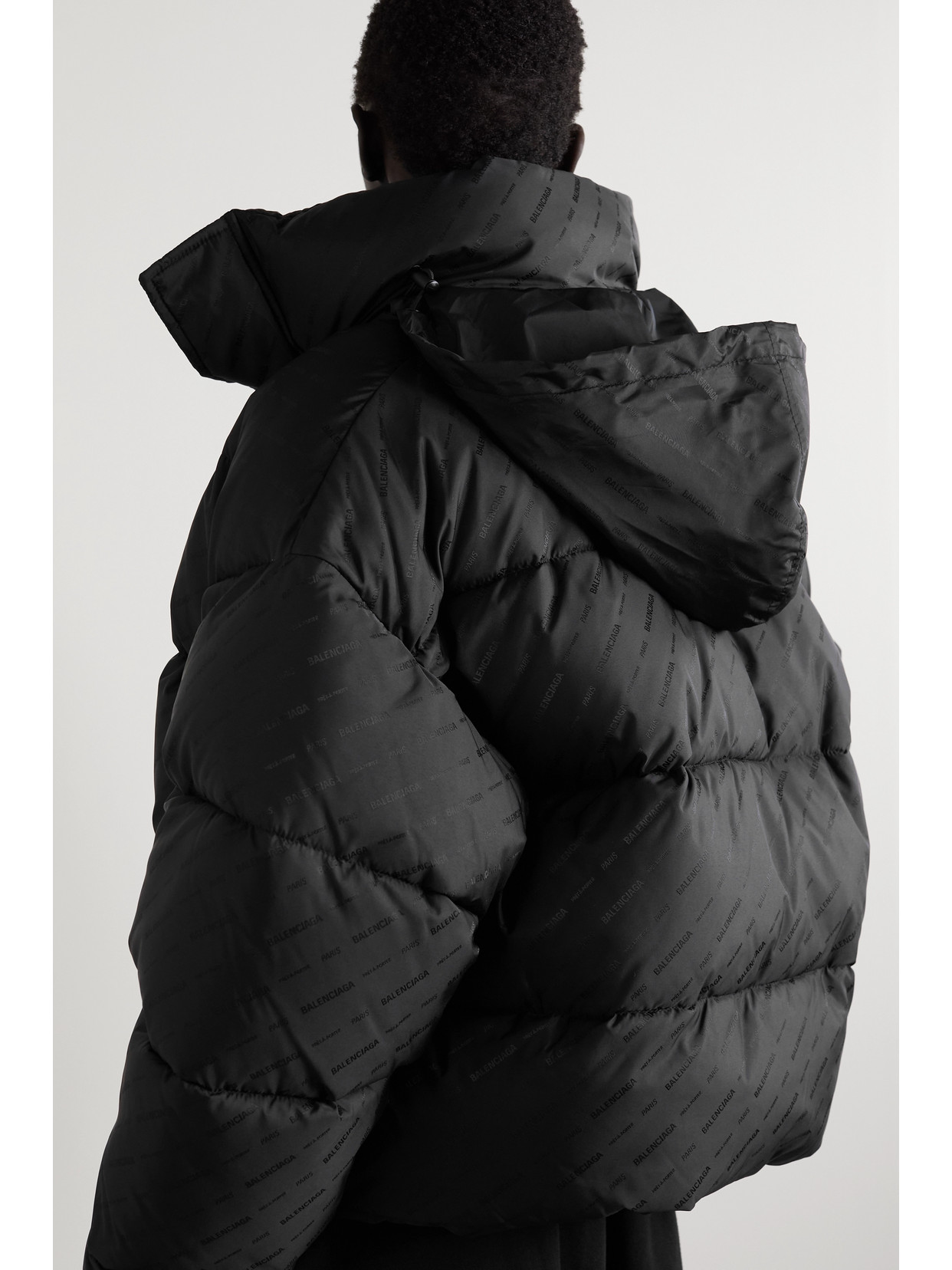 Cropped Quilted Padded Shell-Jacquard Jacket