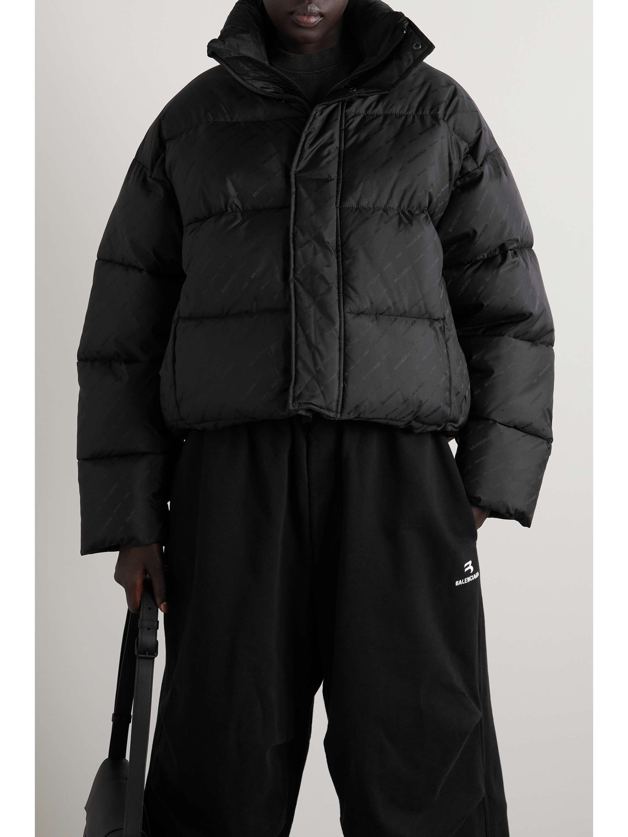 BALENCIAGA Cropped quilted padded shell-jacquard jacket