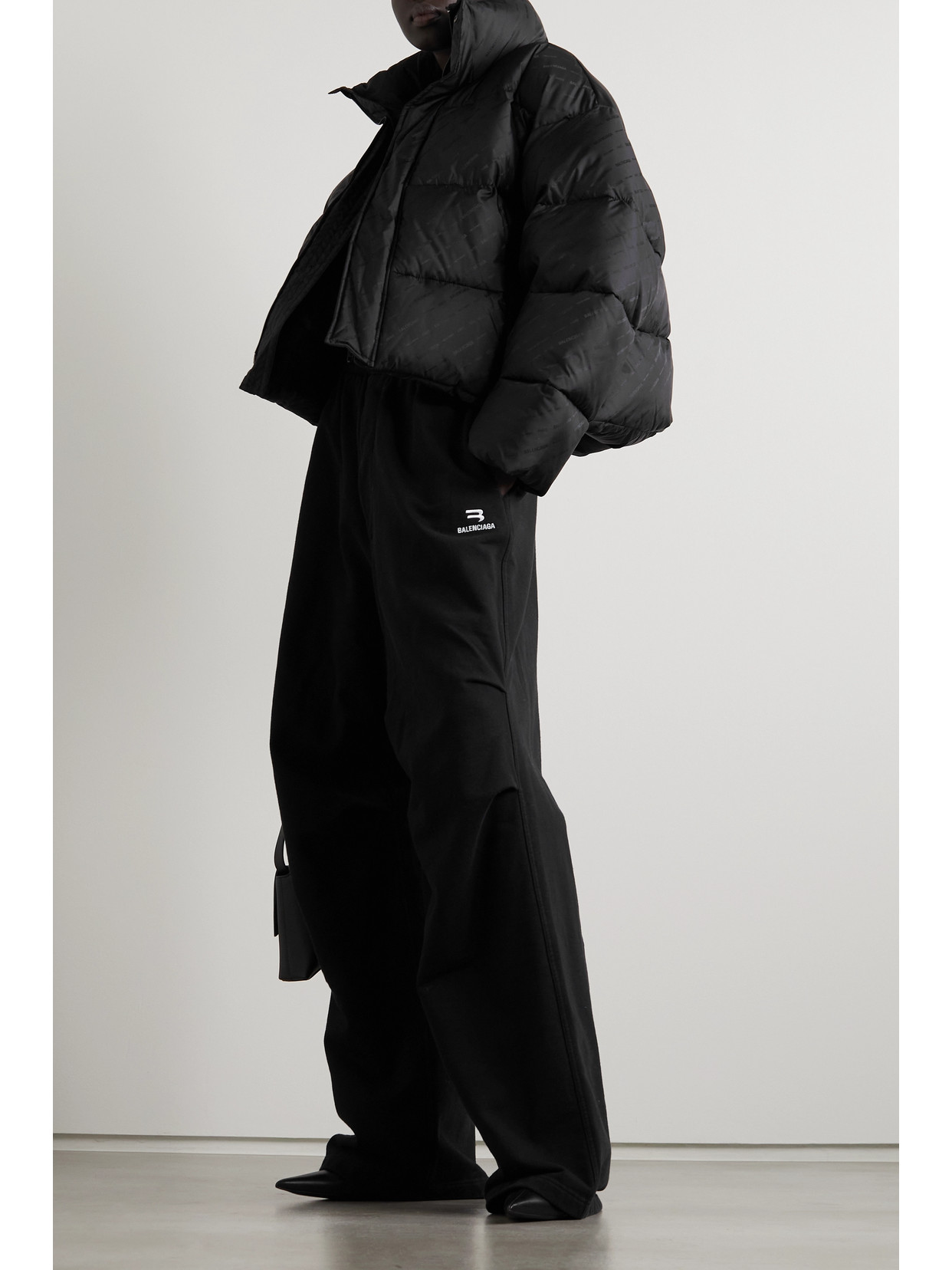 Cropped Quilted Padded Shell-Jacquard Jacket