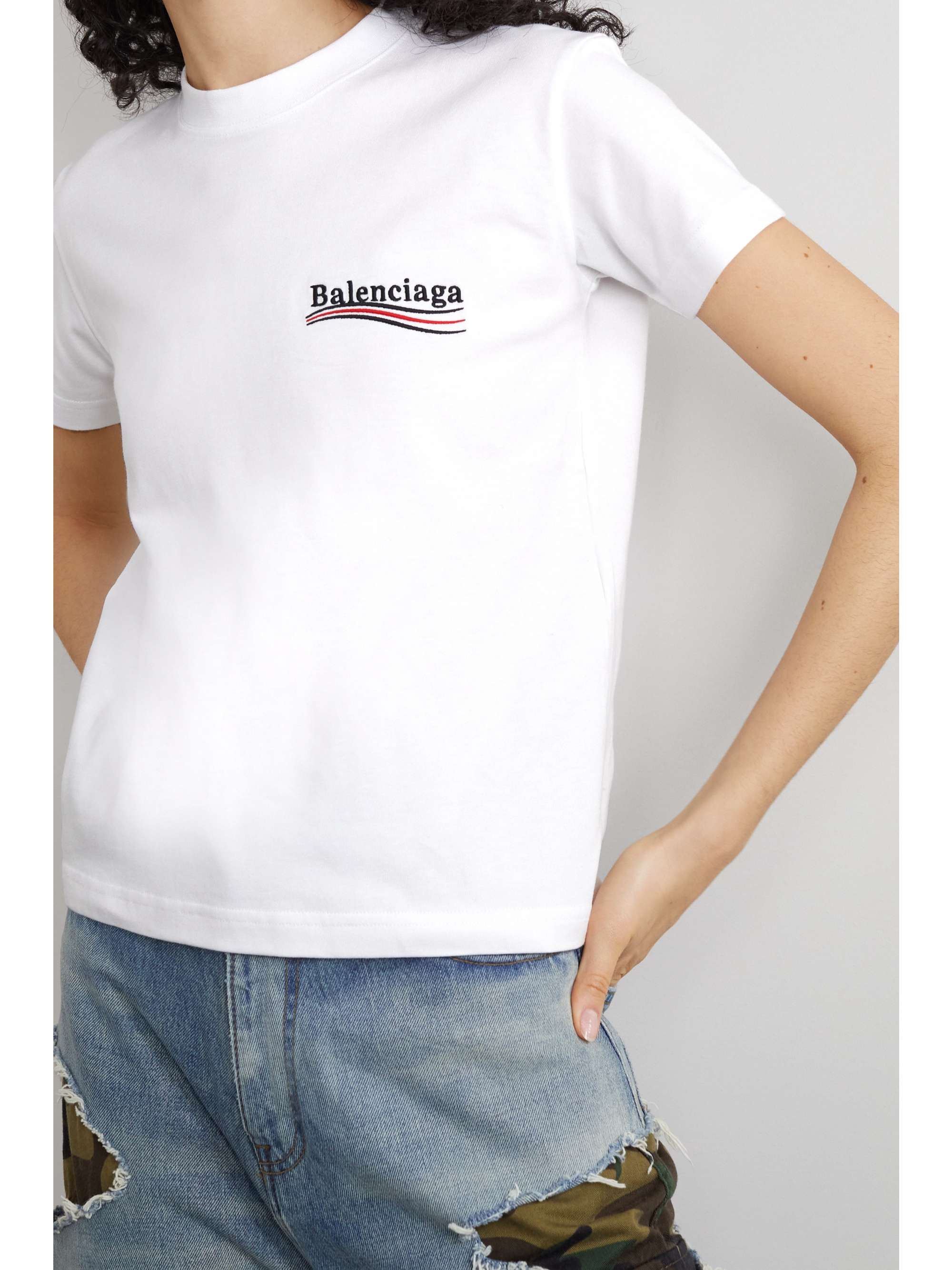 BALENCIAGA Flocked cotton-jersey T-shirt | NET-A-PORTER