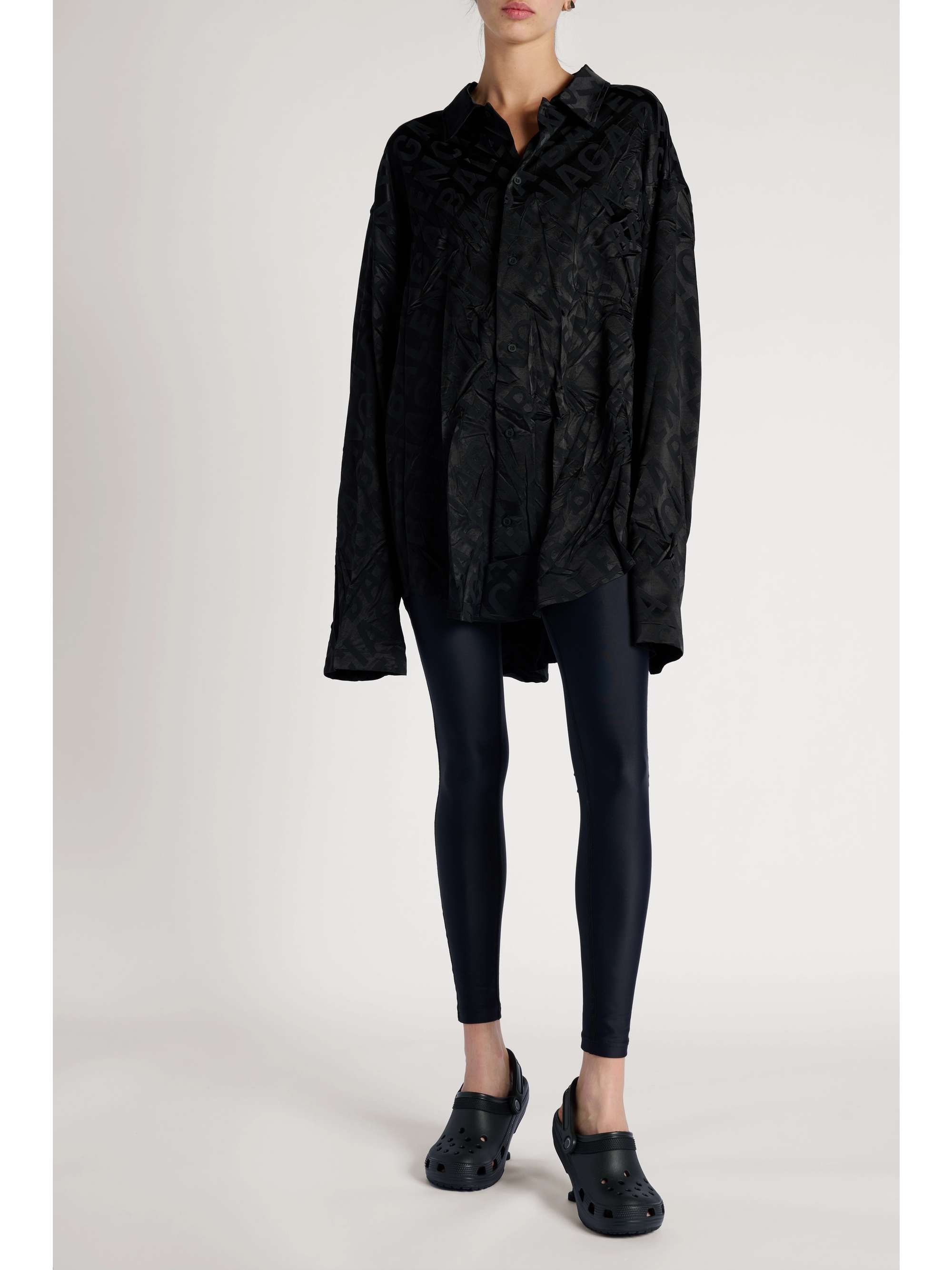 BALENCIAGA Crinkled satin-jacquard shirt