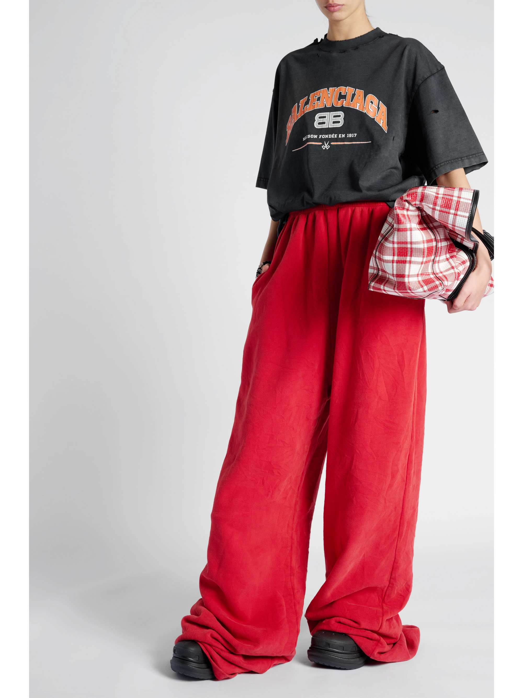 BALENCIAGA Distressed printed cotton-jersey T-shirt