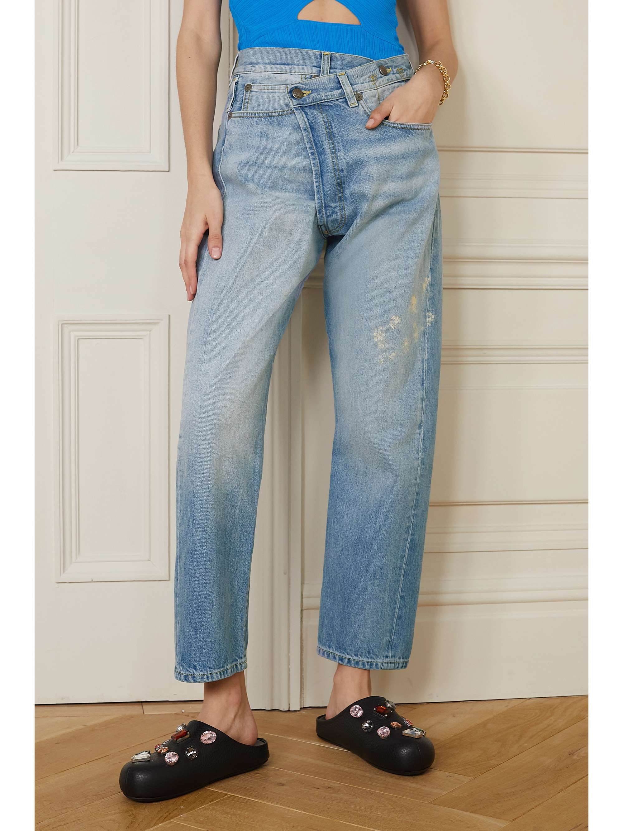 Light denim Crossover distressed high 