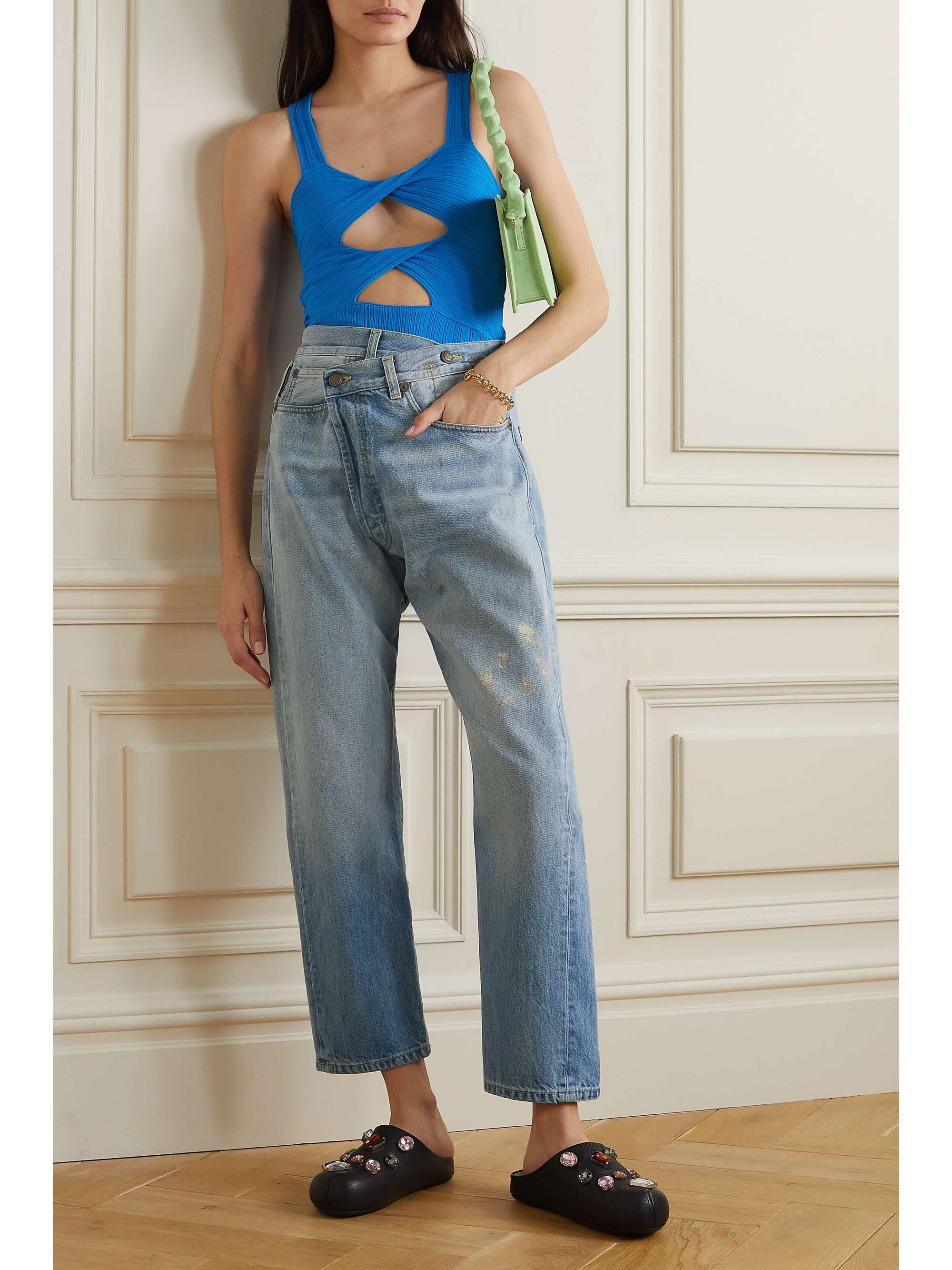 Light denim Crossover distressed high 