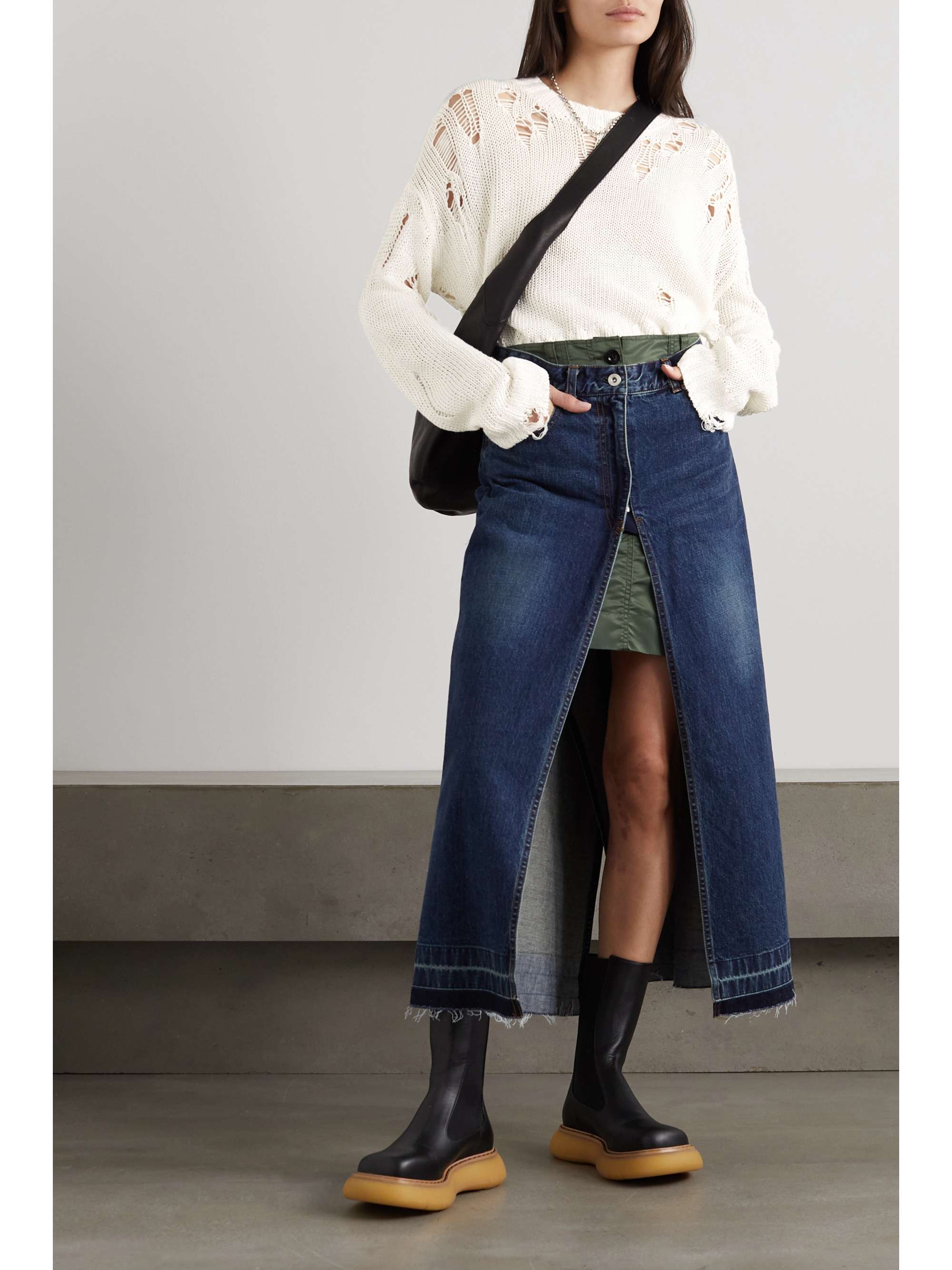 Ecru Distressed linen sweater | R13 