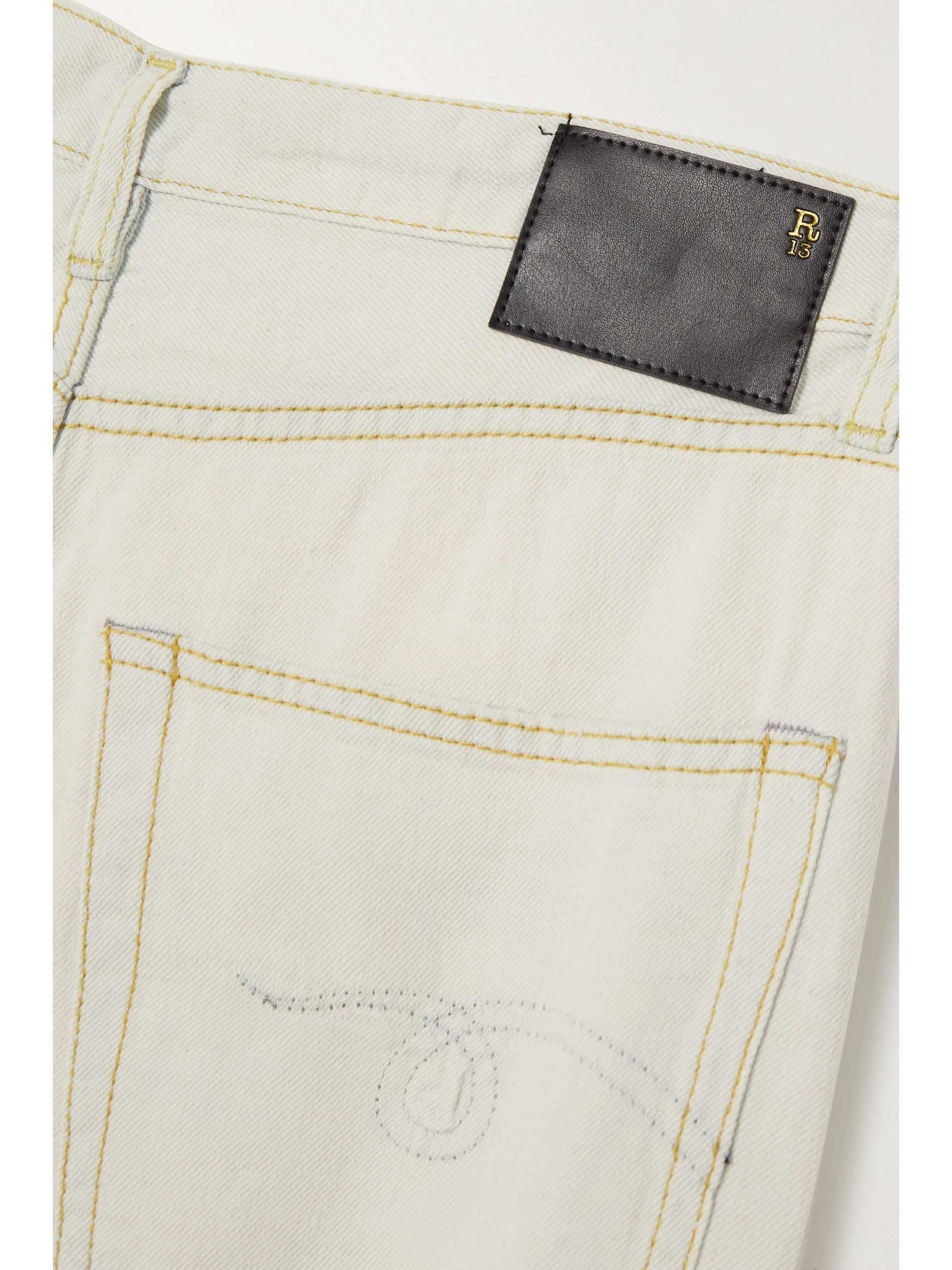 R13 Damon pleated distressed high-rise wide-leg jeans