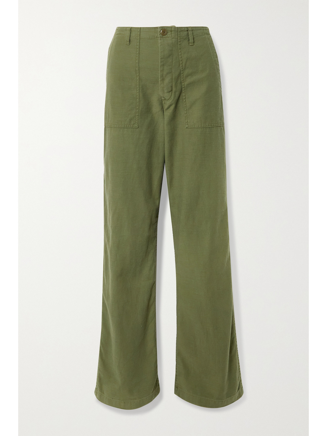 R13 Low-rise Wide Leg Cotton Trousers In Green