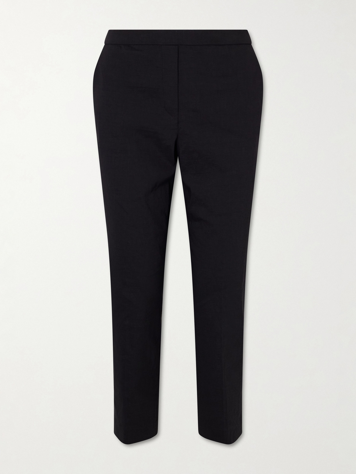 Theory Stretch Organic Linen-blend Straight-leg Pants In Burgundy