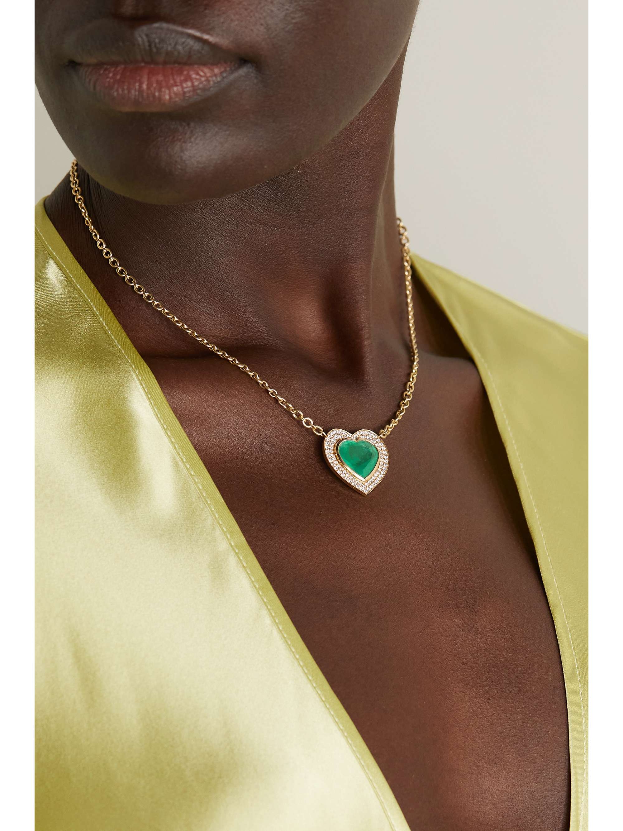 IRENE NEUWIRTH Love 18-karat gold, emerald and diamond necklace